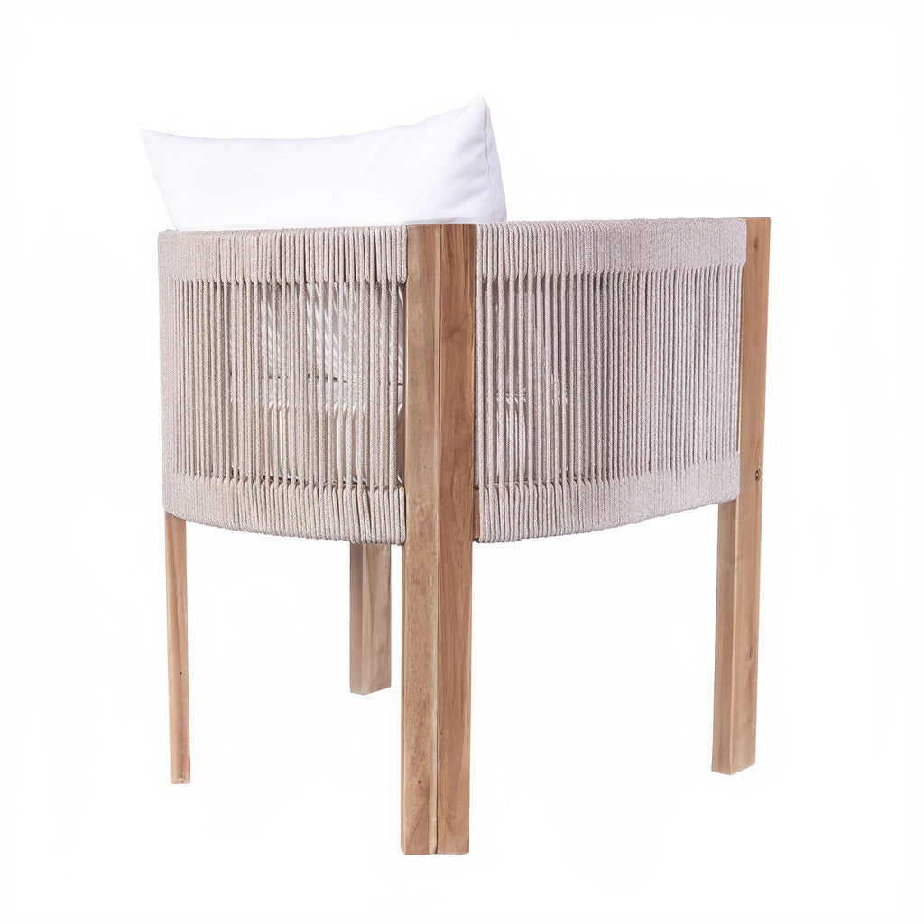 Matera - Patio Dining Chair (Set of 2) With Wraparound Back And Removable Cushion Cover - Teak / Beige
