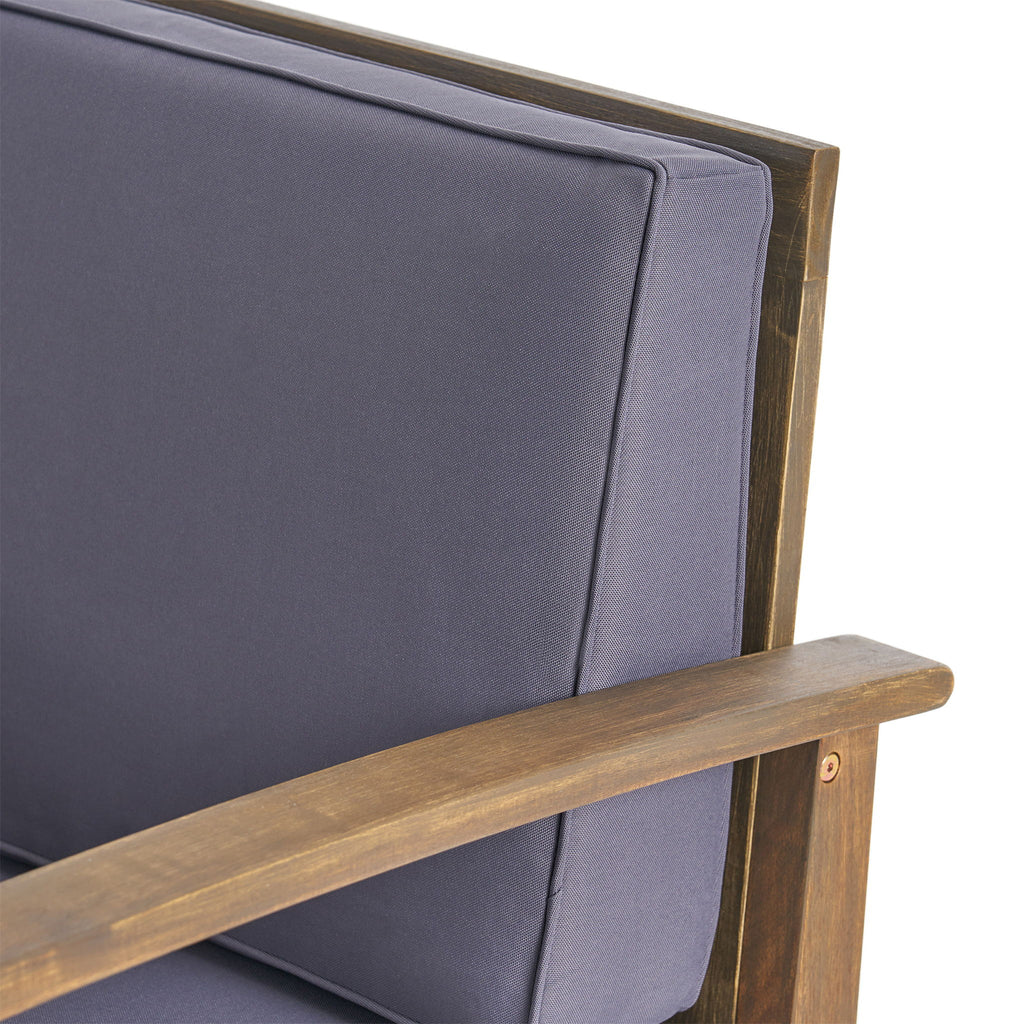 Enchanting Outdoor Club Chair With Slat Panel Design And Water Resistant Cushion - Dark Gray