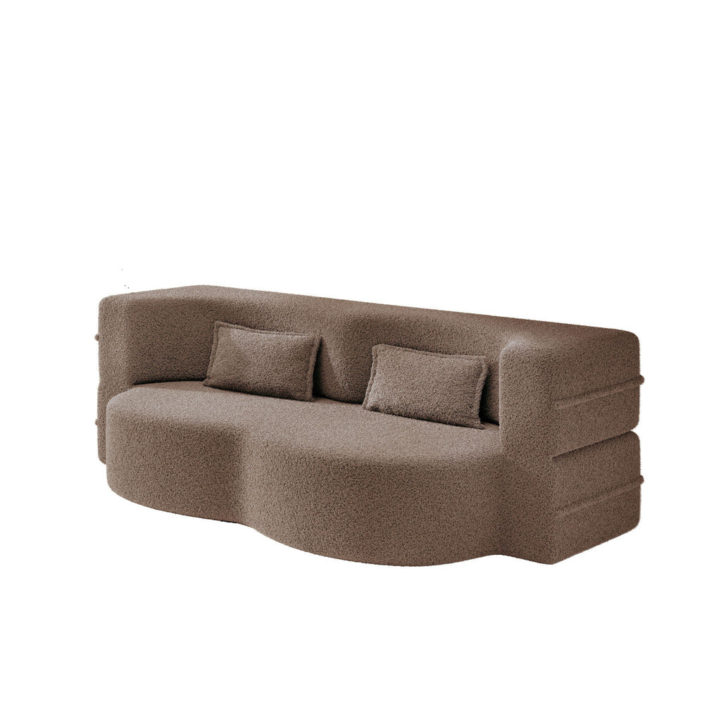 Modern Floor Sleeper Sofa Bed With 2 Pillows, Convertible Twin Size Folding Mattress For Living Room