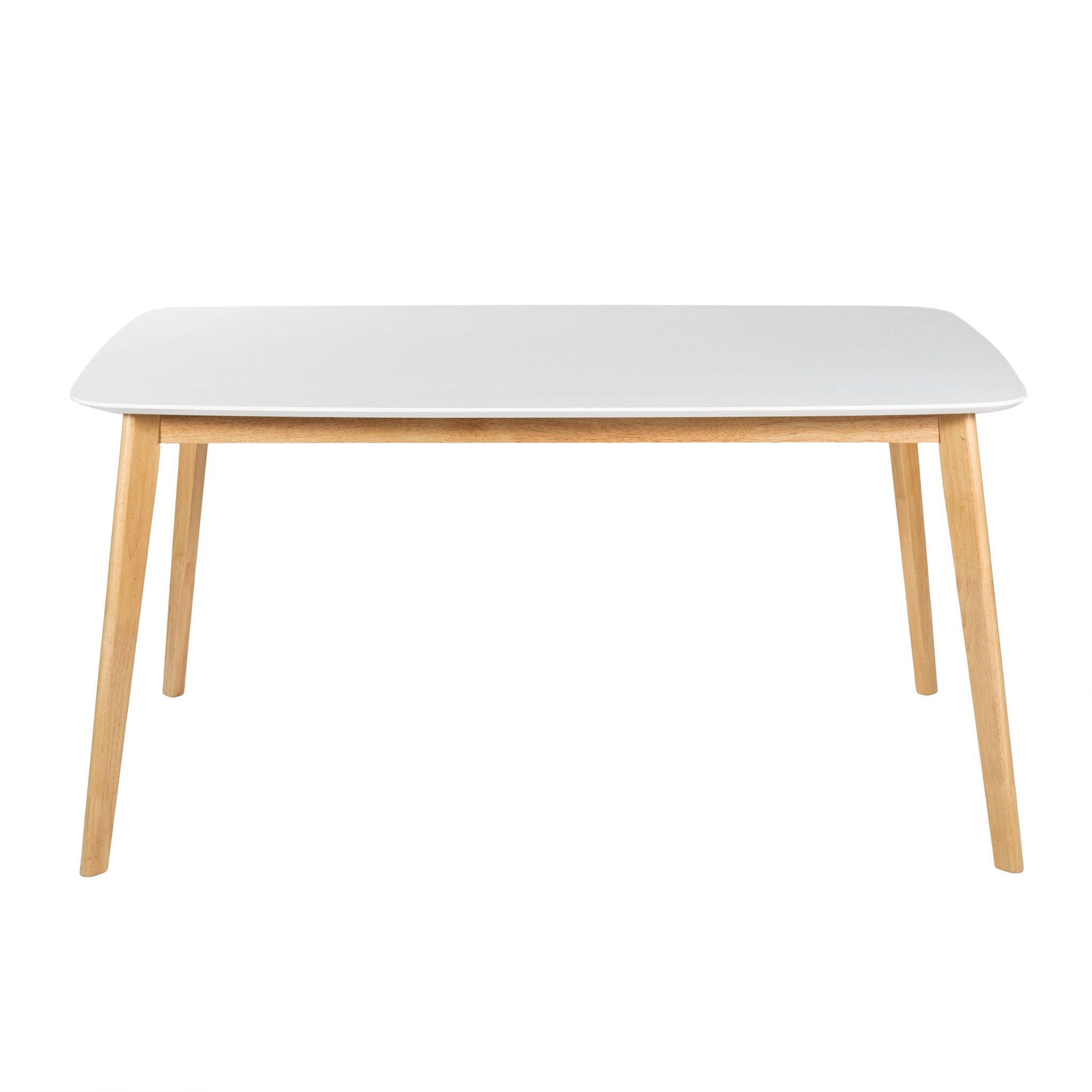 Dining Table With Splayed Rubberwood Legs & Faux Wood Tabletop, - White Oak