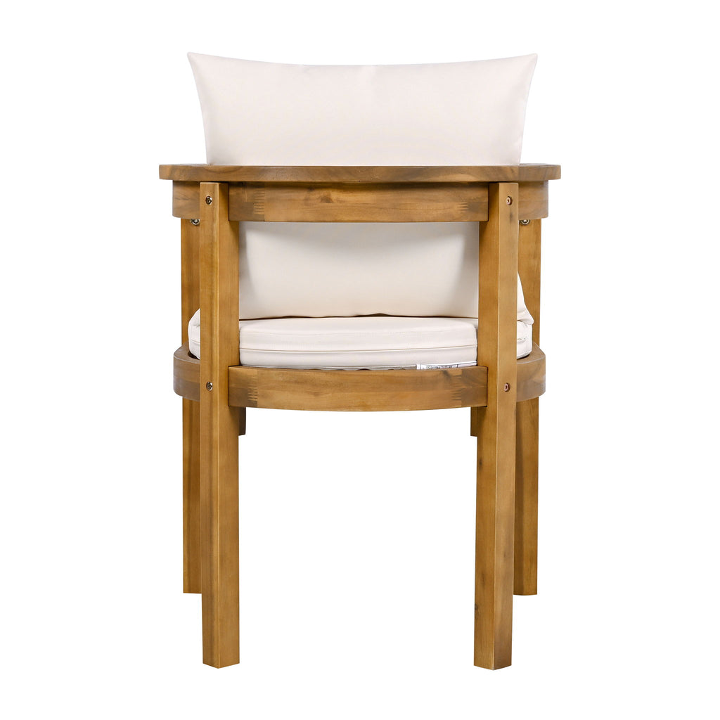 Abaco - Outdoor Patio 7 Pieces Dining Set With Chairs And Table - Teak / Beige