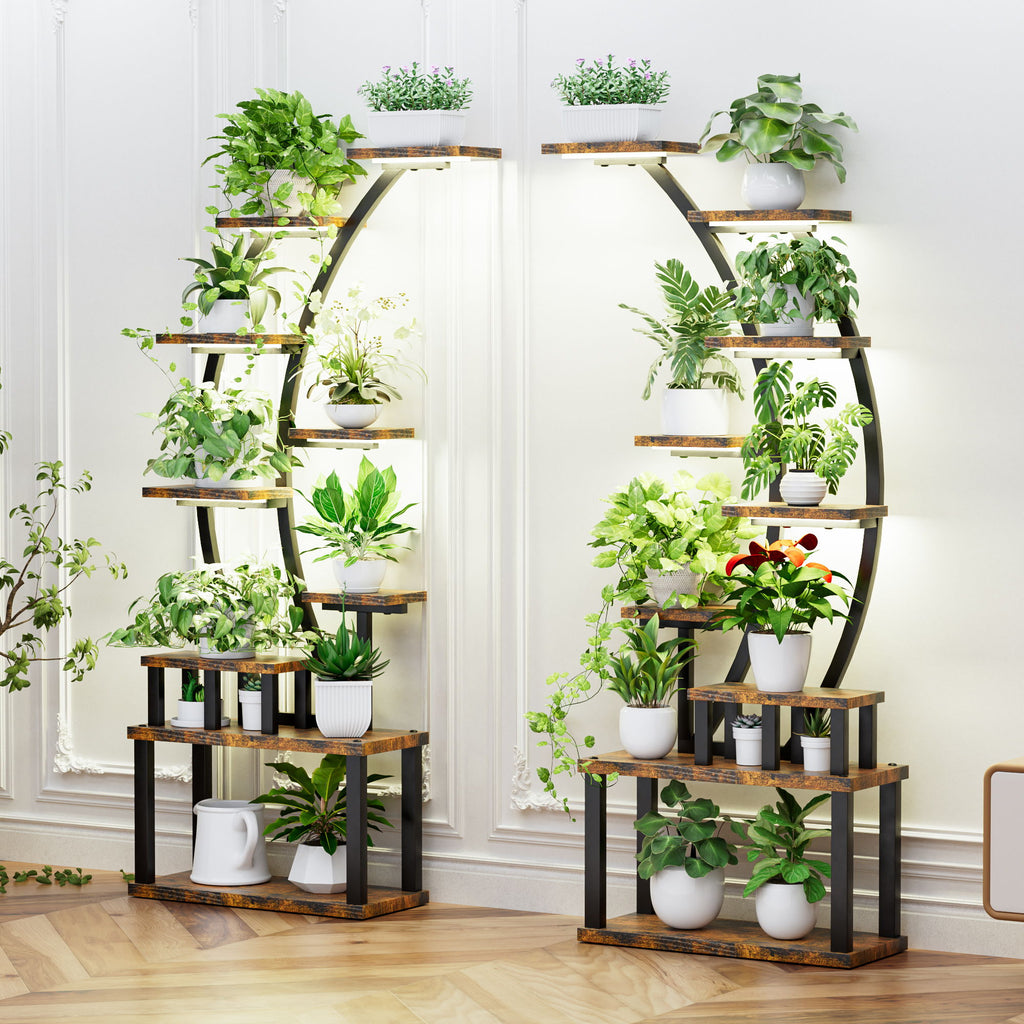 9 Tiered Indoor Plant Stand With 5 Adjustable Grow Lights