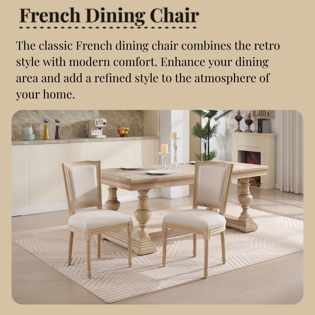 Dining Chairs Upholstered With T - Shaped Back (Set of 2) - Beige