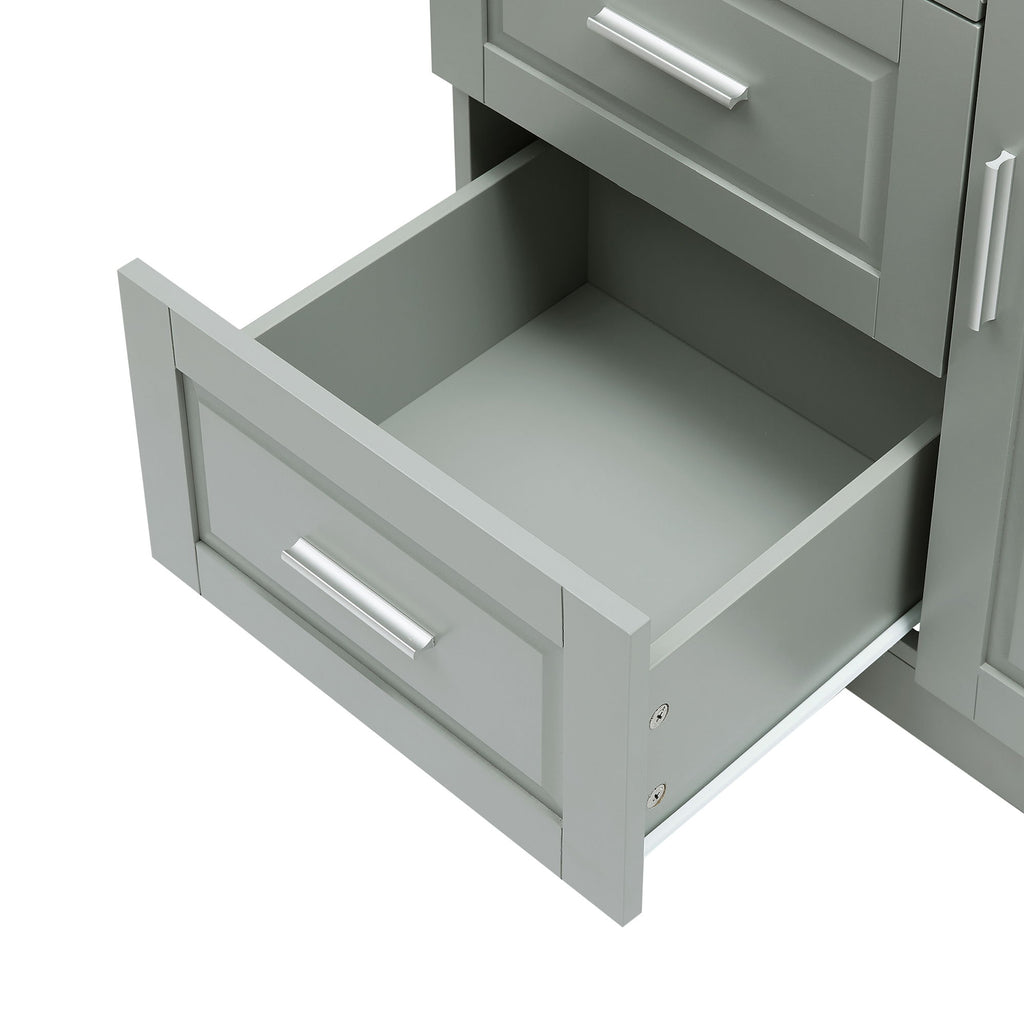 Tall And Wide Storage Cabinet With Doors, 3 Drawers