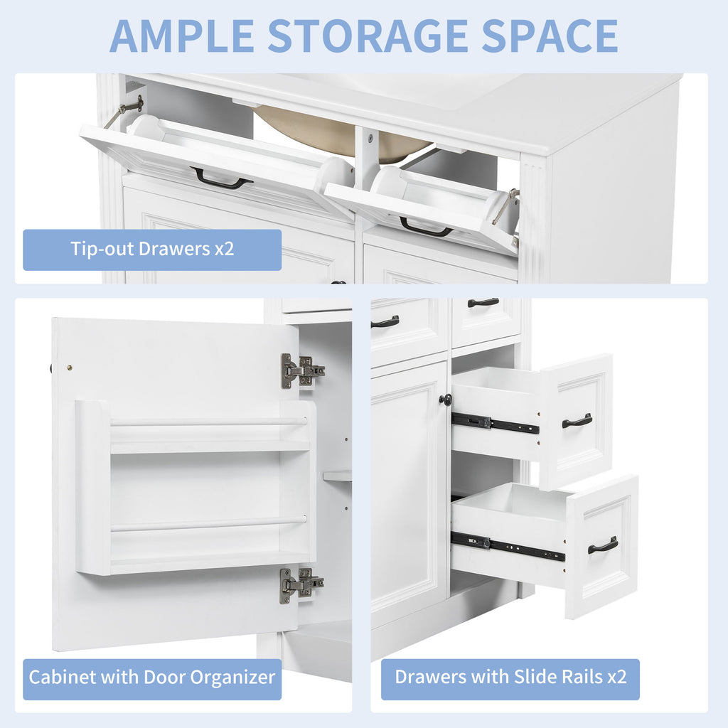 Modern Bathroom Vanity With Sink, 4 Drawers, Soft-Close Door, Adjustable Shelf