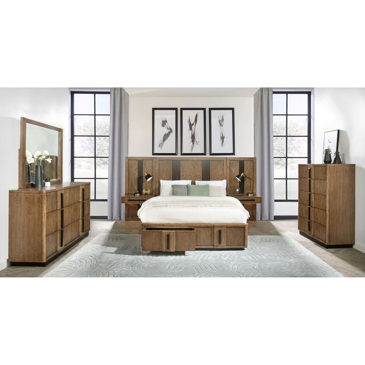 Moraga - 6 Drawer Dresser With Mirror - Ash Brown