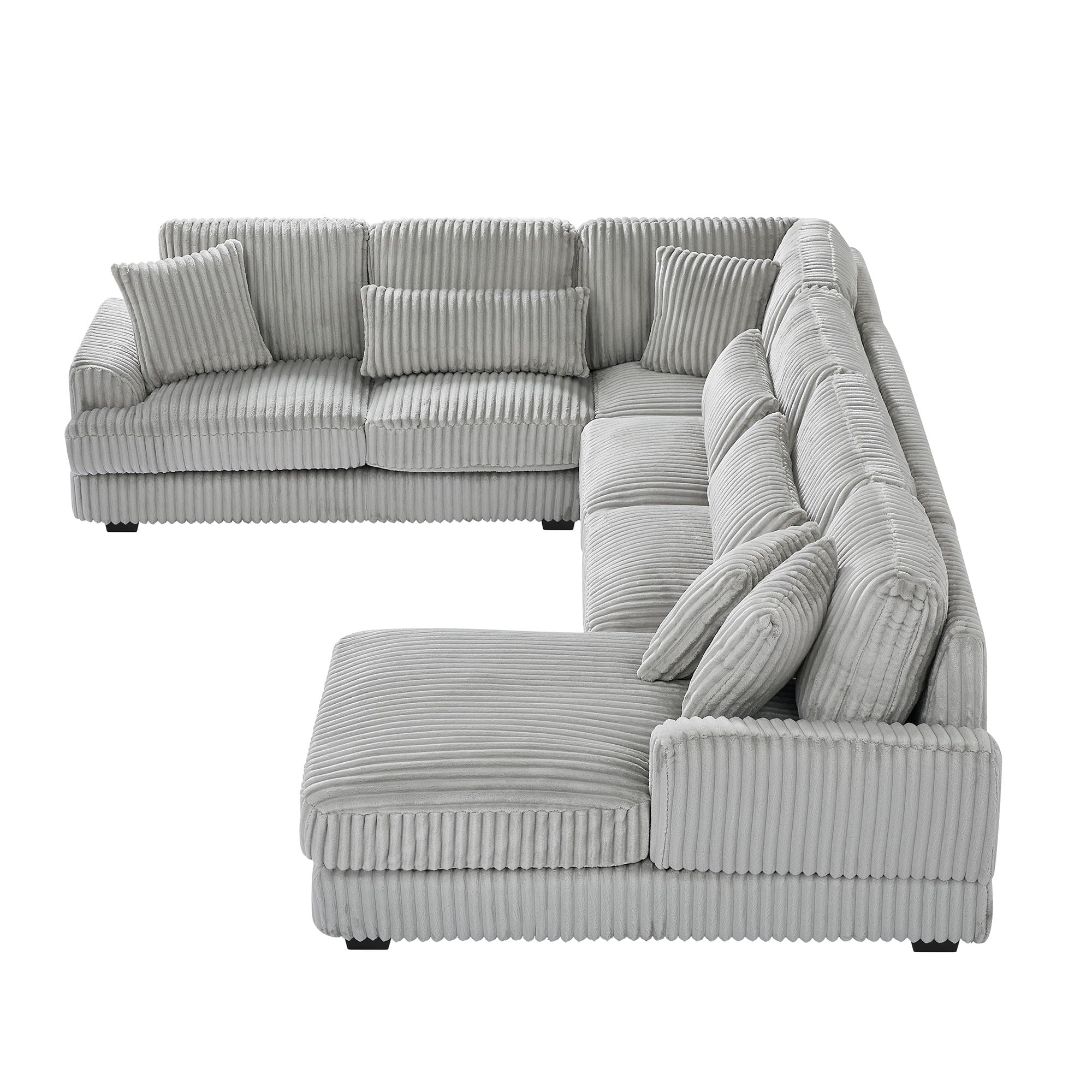 U - Shaped Sectional Sofa With Chaise Lounge, Oversized Living Room Sofa - Gray