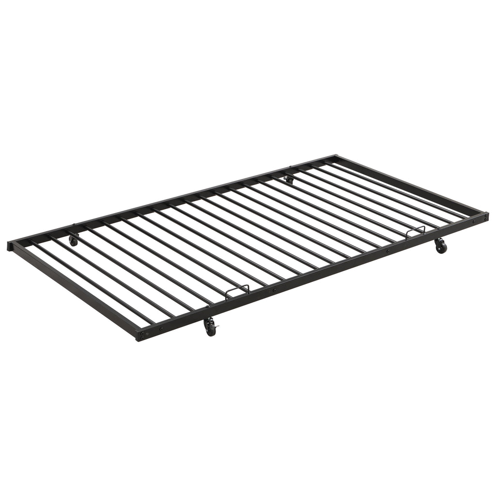Full Over Full Modern Metal Bunk Bed With Trundle - Black