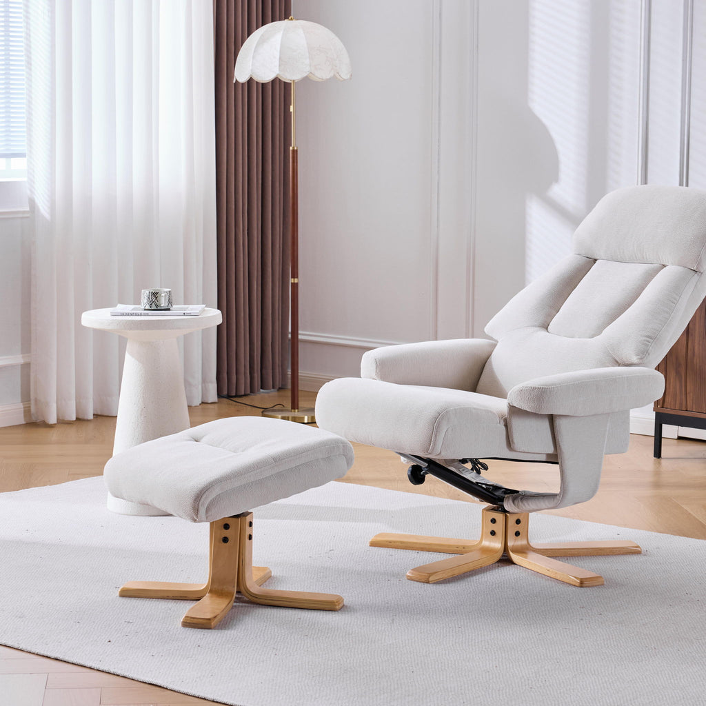 Upholstered Heated Massage 360° Swivel Accent Chair With Ottoman