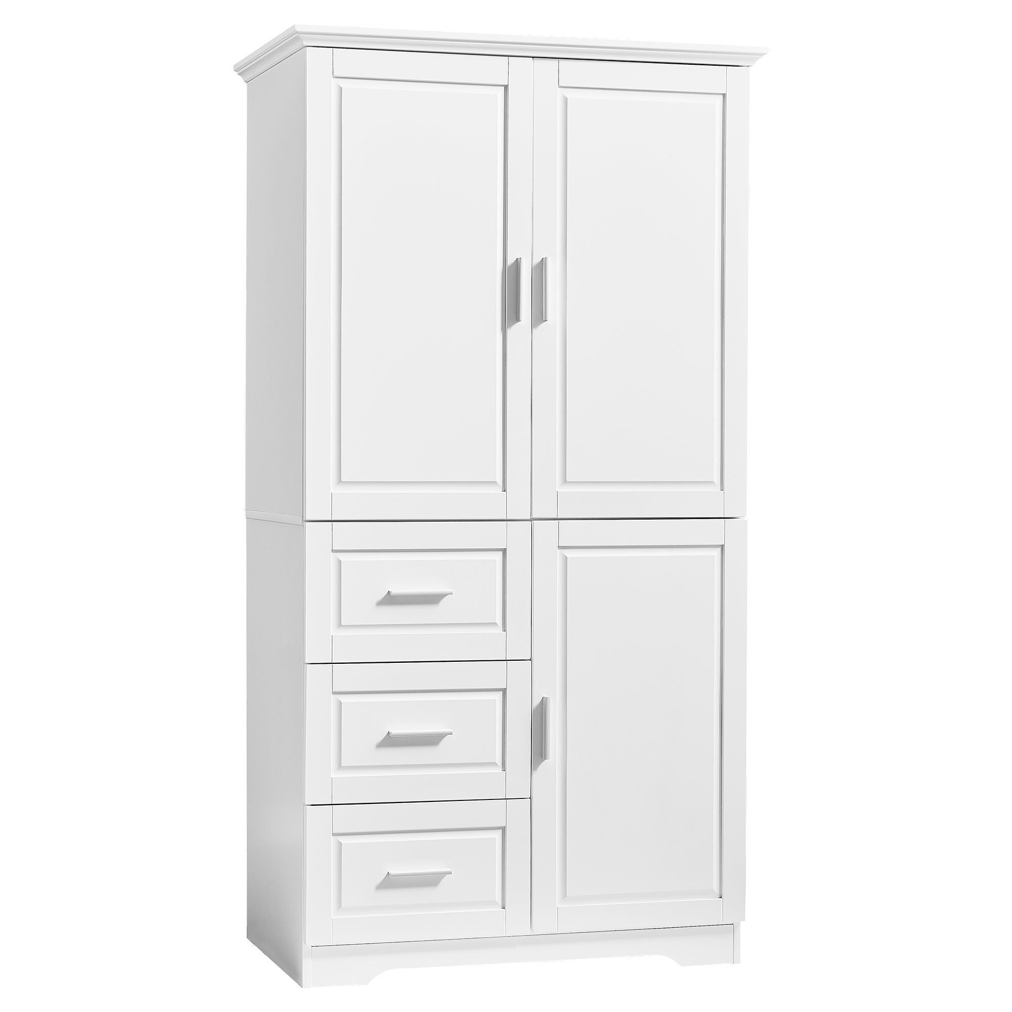 Tall And Wide Storage Cabinet With Doors, 3 Drawers