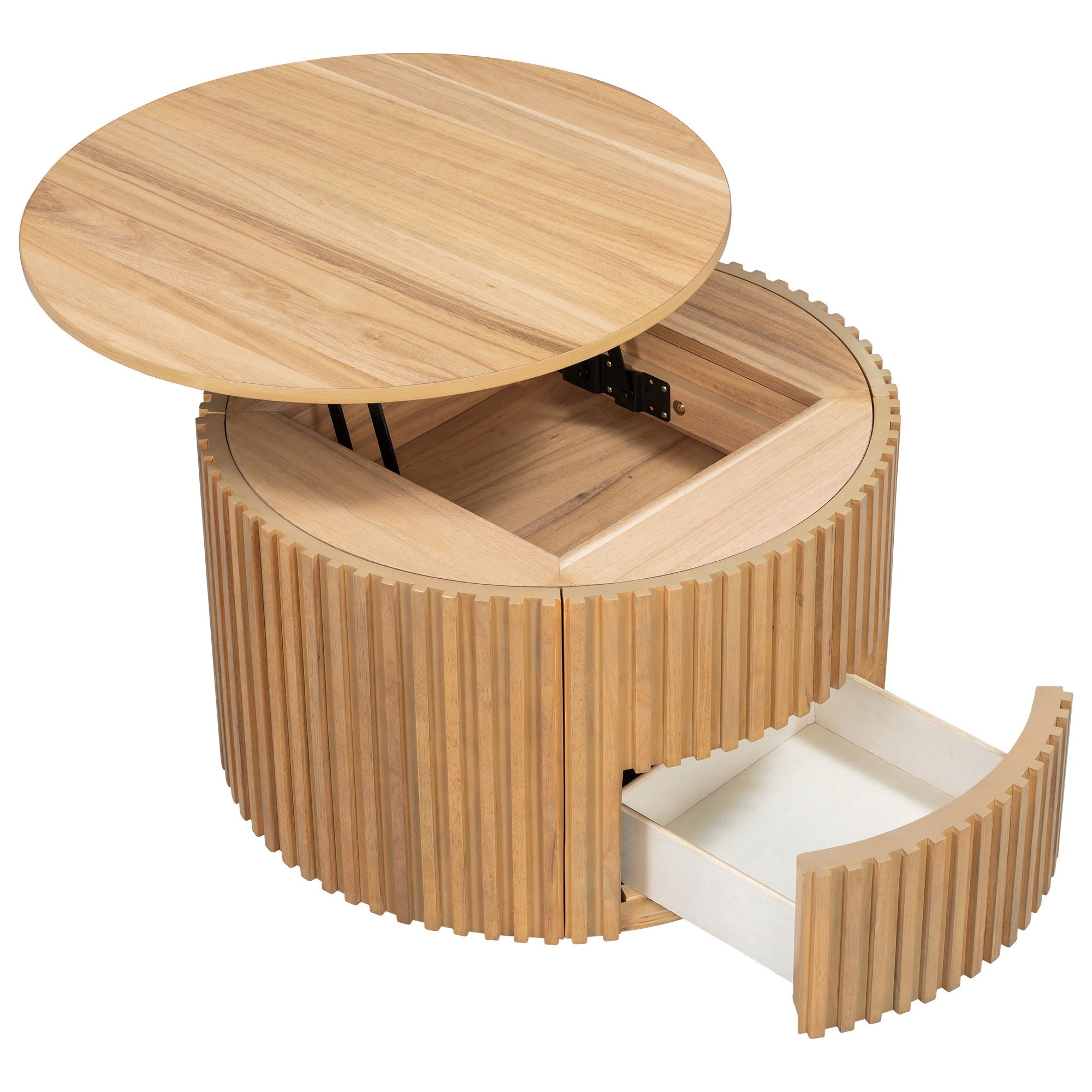 Round Lift Top Coffee Table With Hidden Storage For Living Room