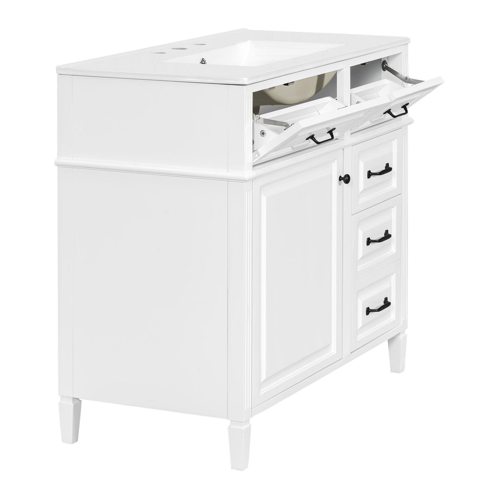 Modern Bathroom Vanity With Sink Top, Flip Drawer Design