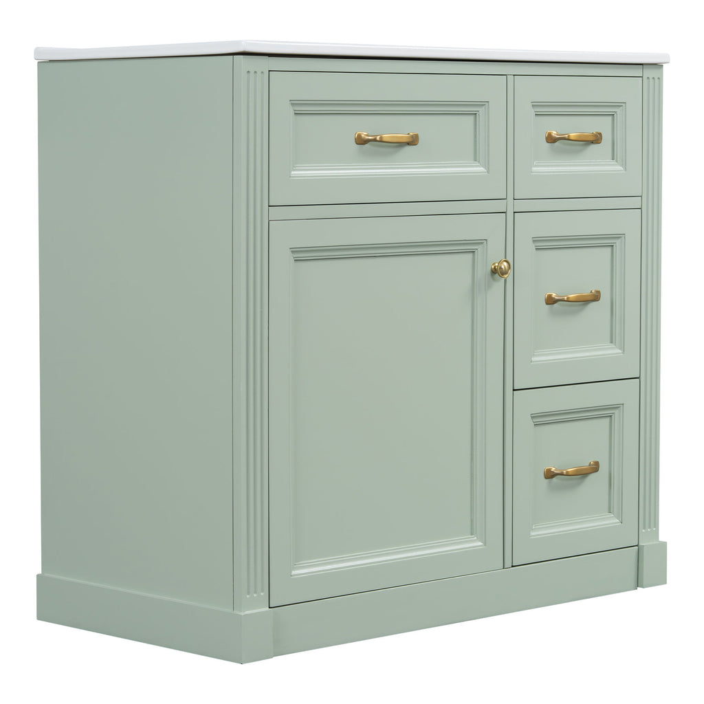 Modern Bathroom Vanity With Sink, 4 Drawers, Soft-Close Door, Adjustable Shelf
