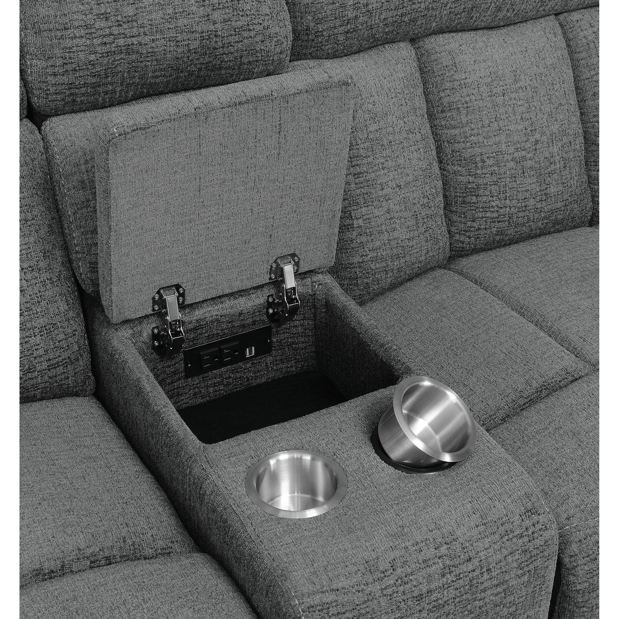 Divine - 5 Piece Power Reclining Home Theater Seating Set With Memory Foam Cushions And Storage Consoles