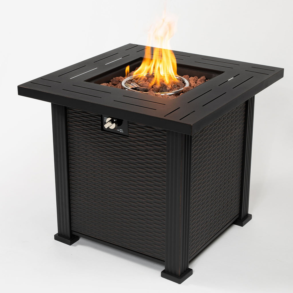 Square Fire Pit Table - Brown