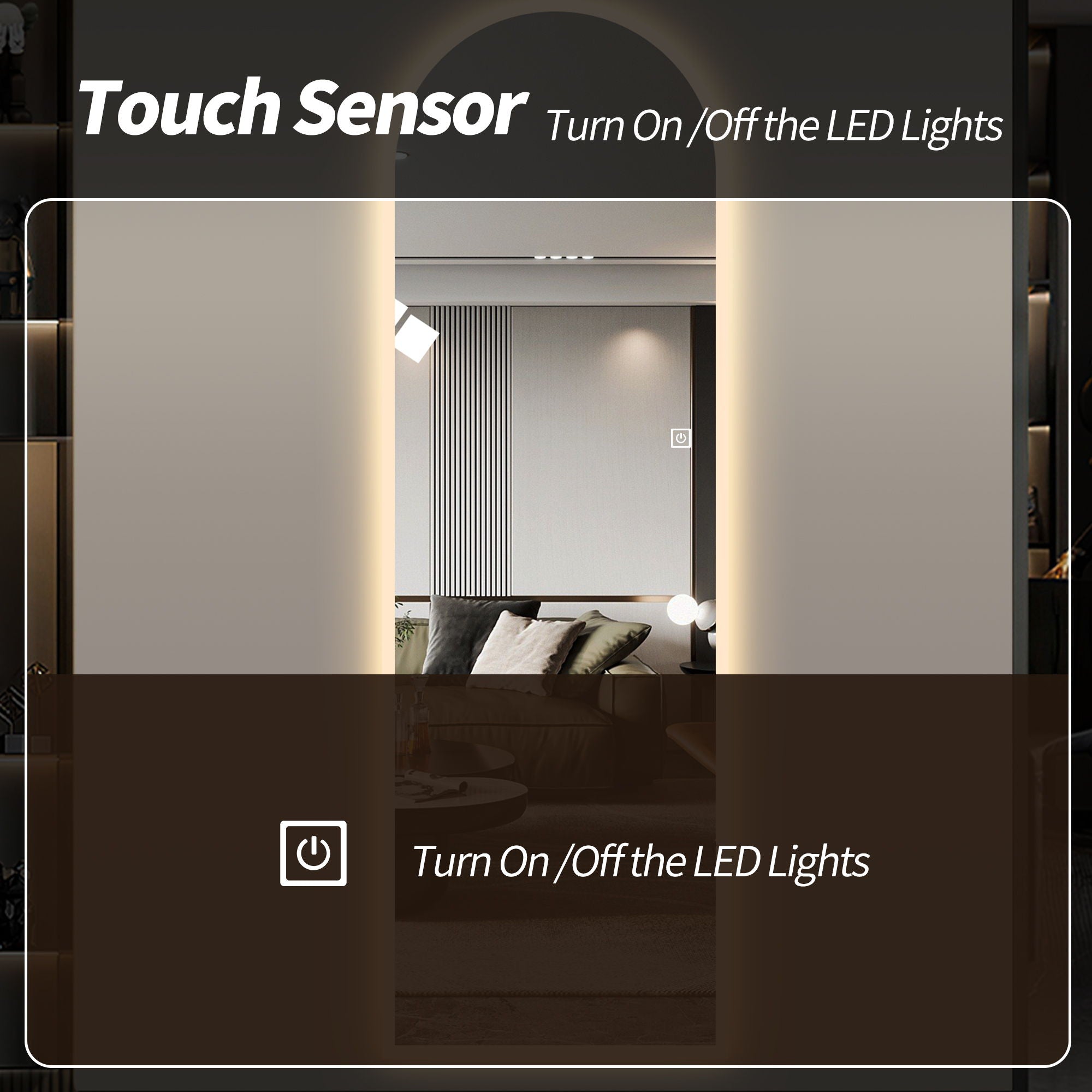 LED Full Length Wall Mirror With Symmetrical Arch Design, Dimmable 3 Color Temperature Lighting - Silver