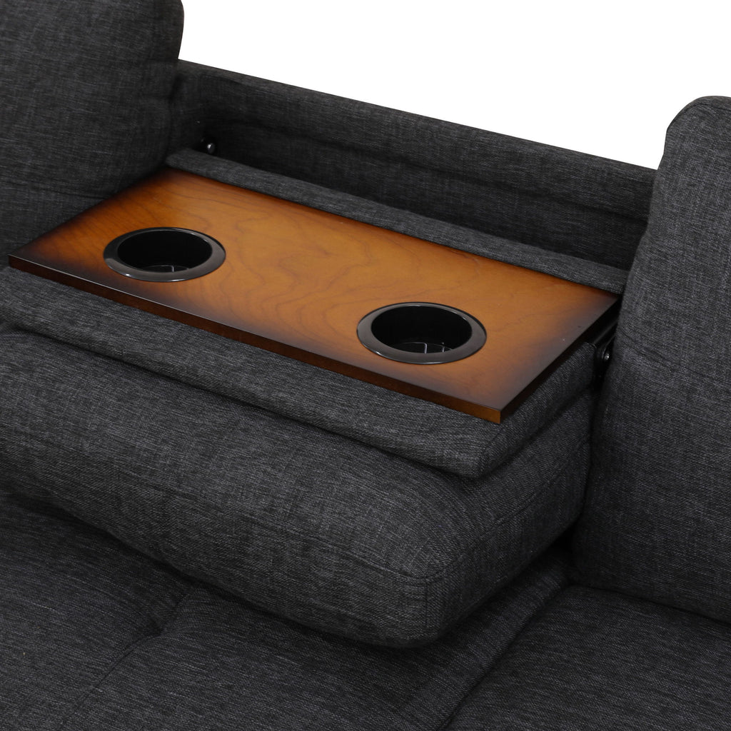 L - Shaped 3 Piece Sectional Sofa With Chaise, Storage Ottoman & Cup Holders