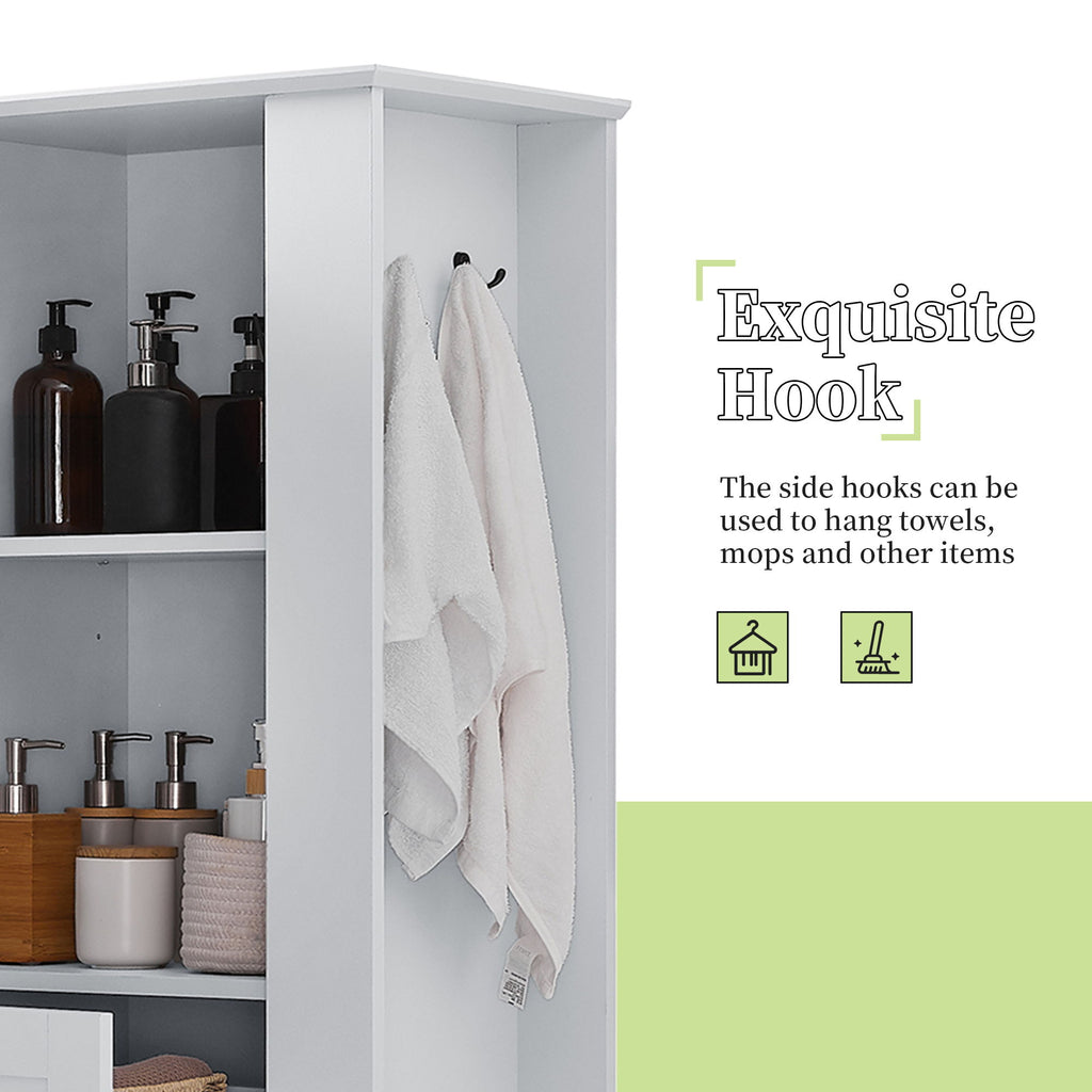 Modern Tall Storage Cabinet With Tilt-Out Compartment, Adjustable Shelves