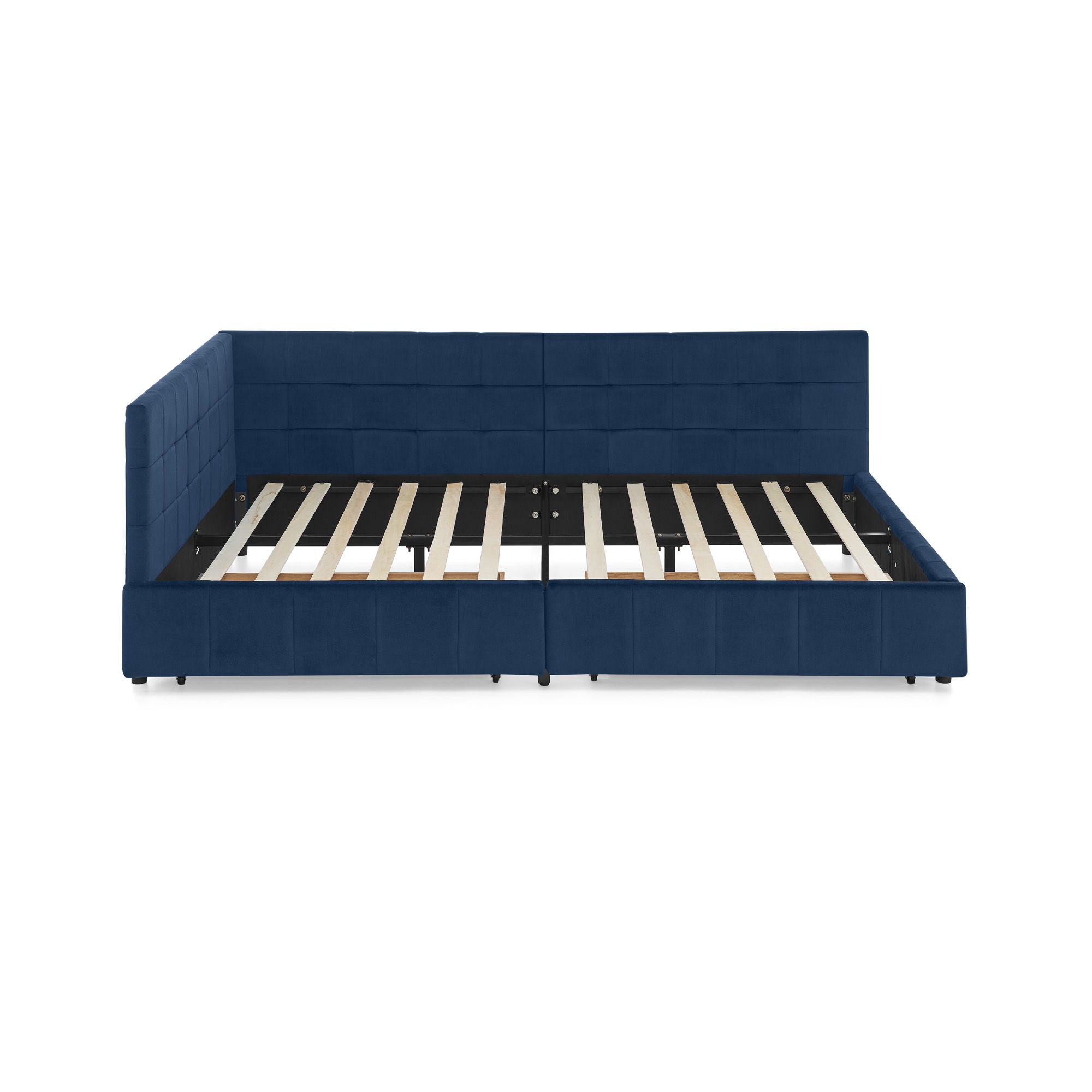 Elegant Design Storage Upholstered Tufted Bed Frame With Backrest And Armrests