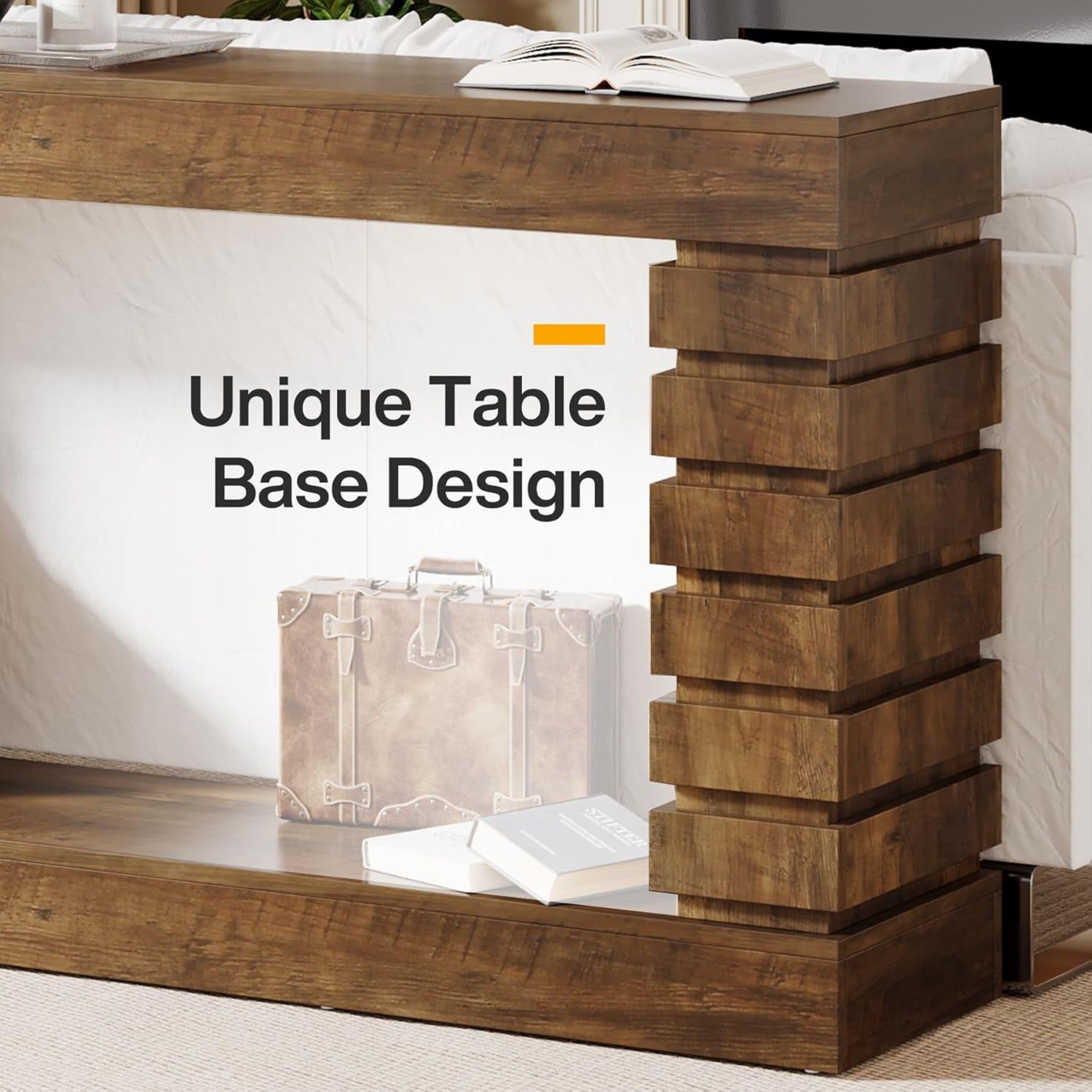 Narrow Console Table With Storage For Entryway - Brown