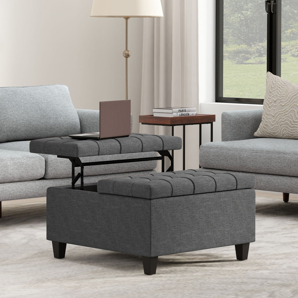 Harrison - Small Square Coffee Table Storage Ottoman - Gray