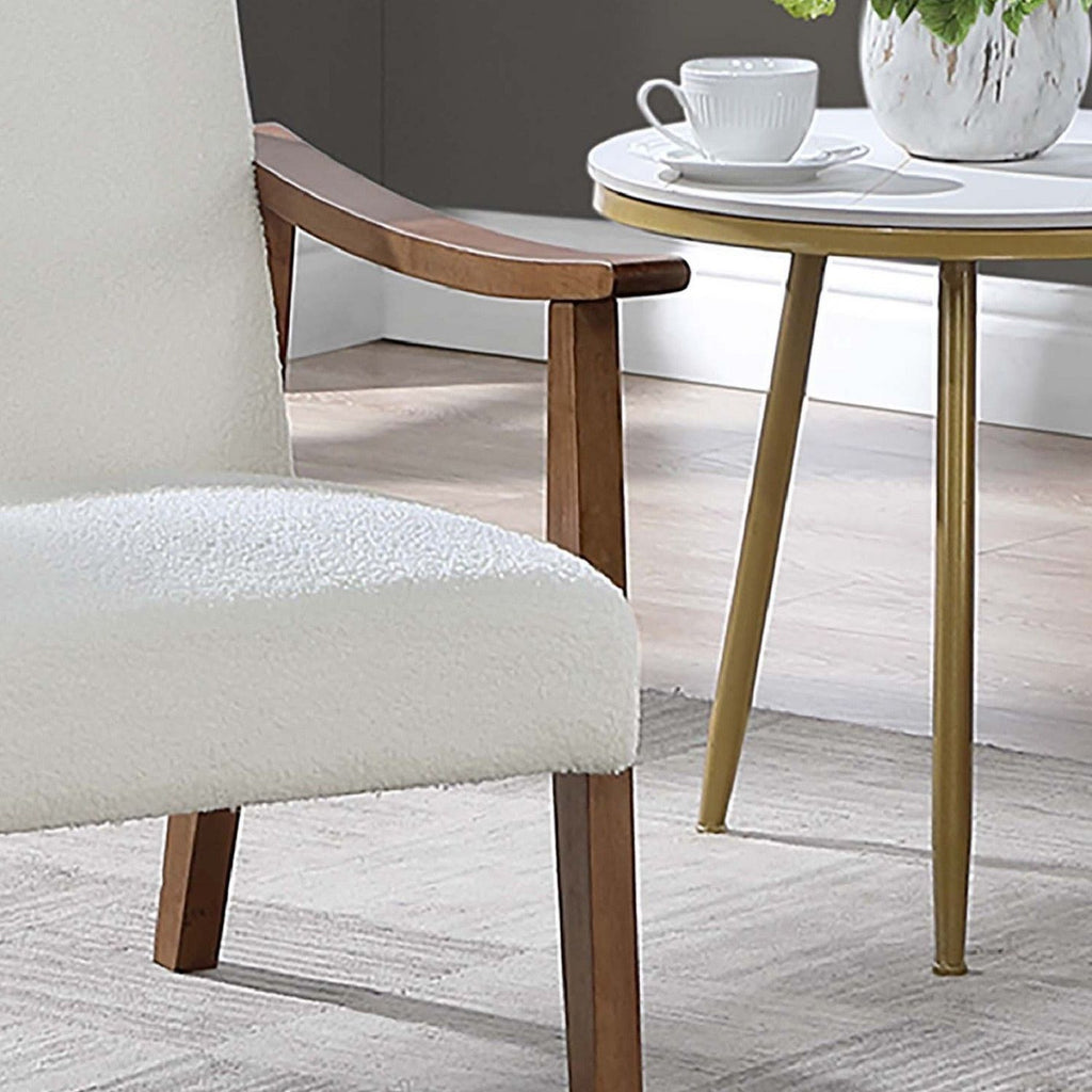 Upholstered Accent Chair With Frame Low Profile Seating For Living Room - White