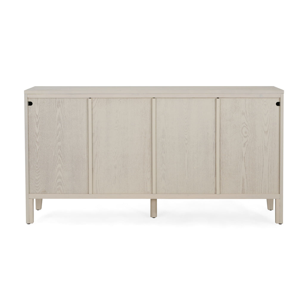 Wood Sideboard With Adjustable Shelves And Storage Cabinet - White Washed