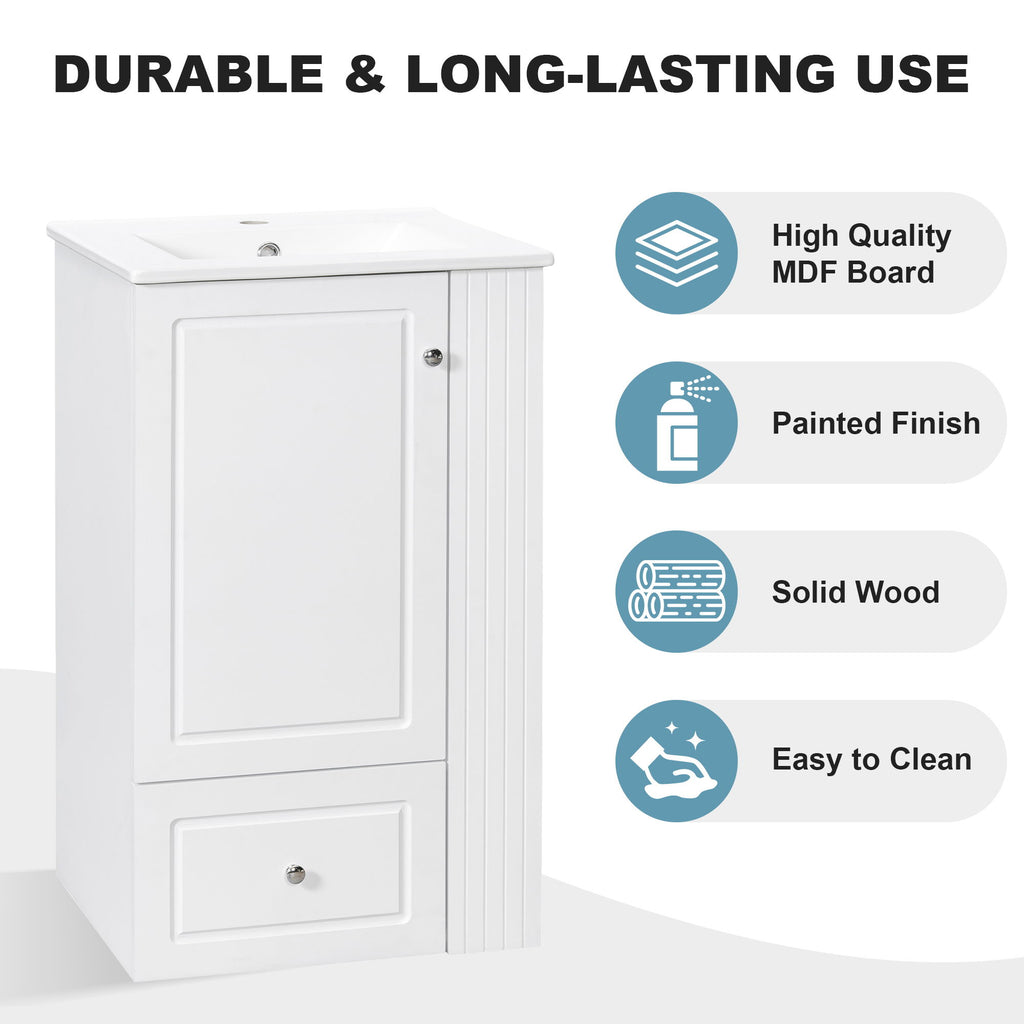 Modern Freestanding Bathroom Vanity With Sink, Soft-Close Drawer, Towel Bar