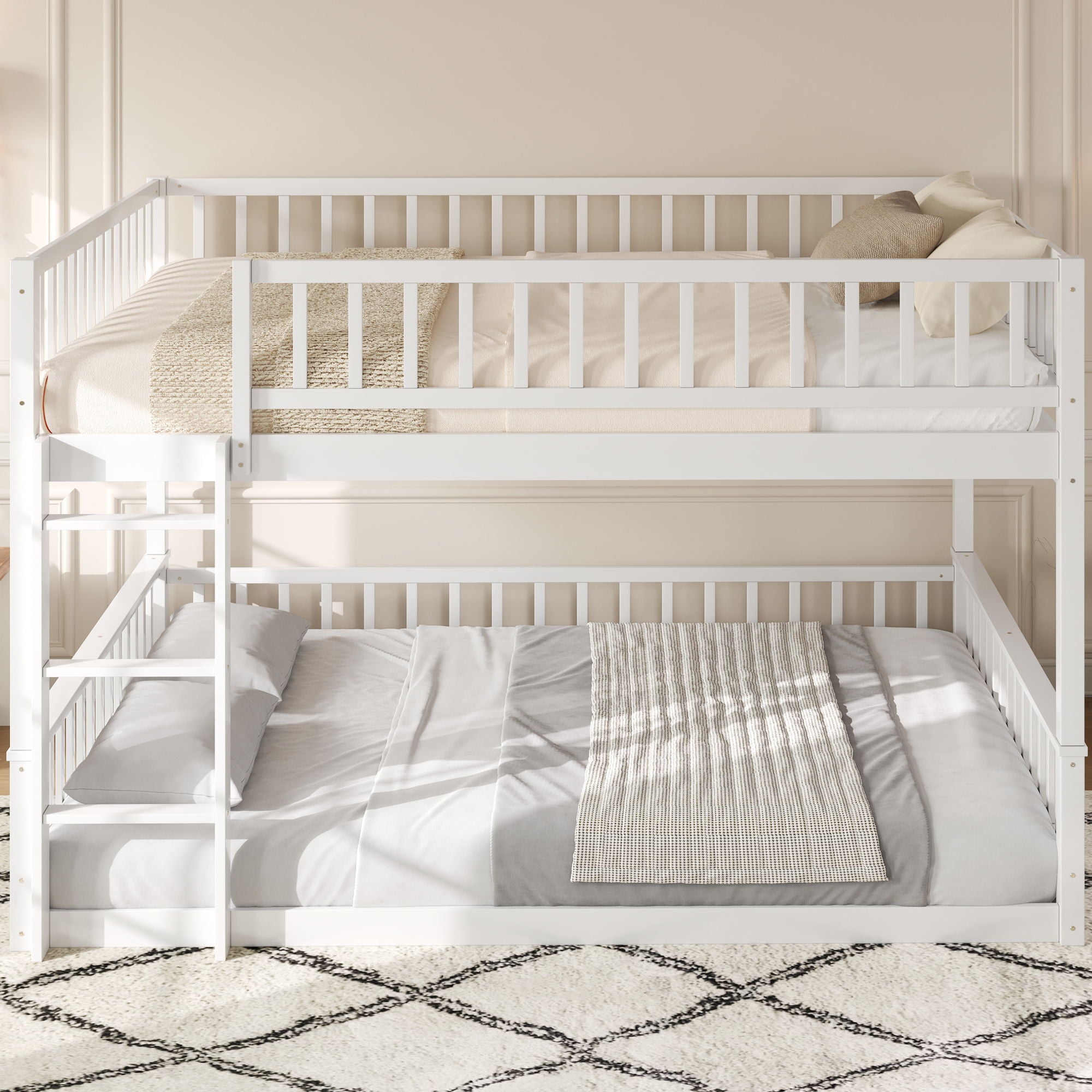 Bunk Bed With Ladder And Guardrails