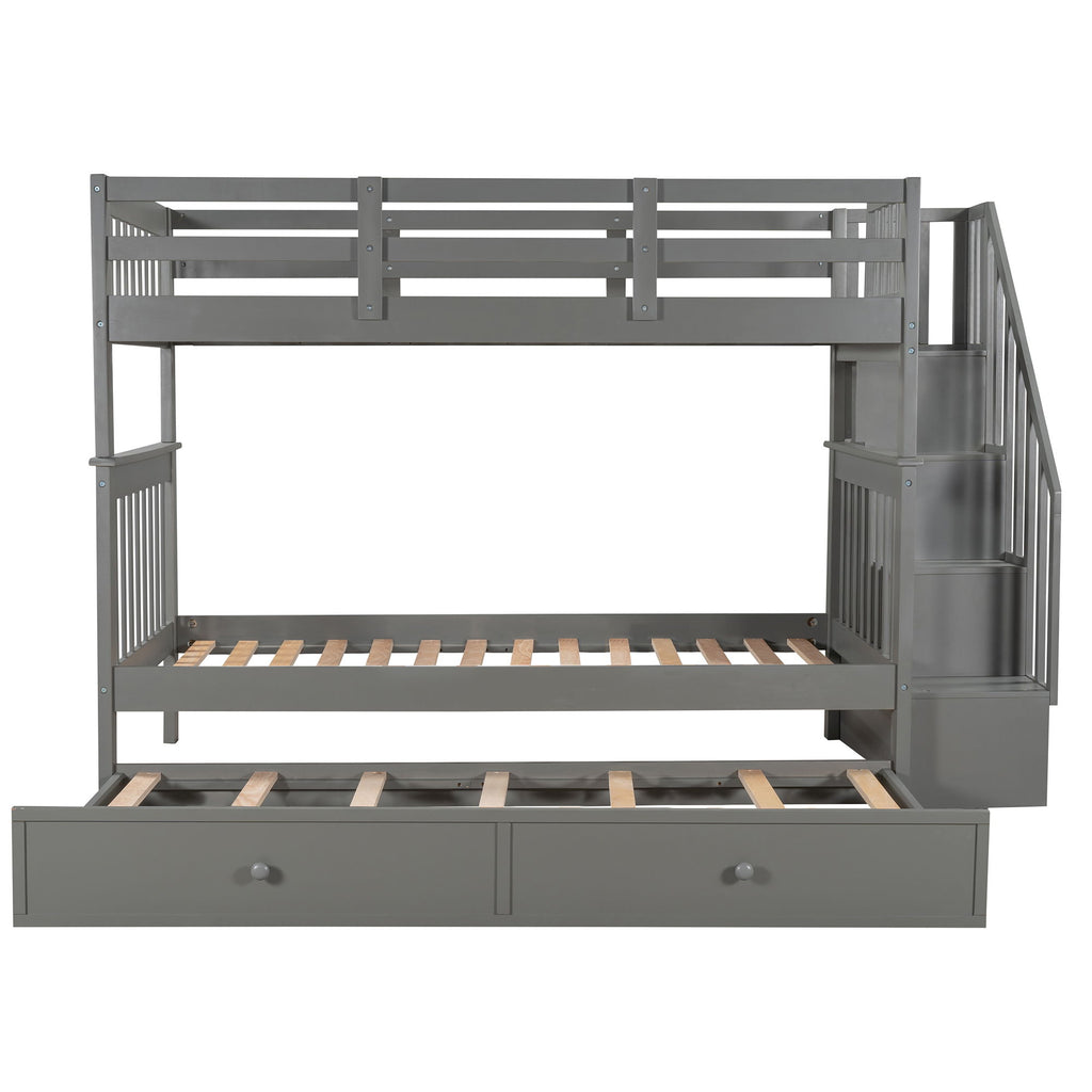 Stairway Bunk Bed & Storage And Guard Rail For Bedroom