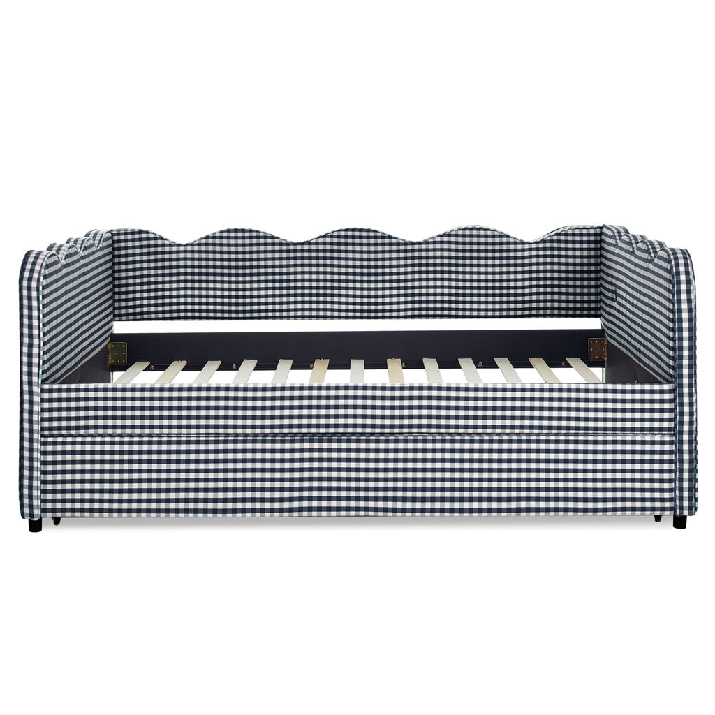 Gingham Daybed & USB Charging Port, Wave-Shaped Design