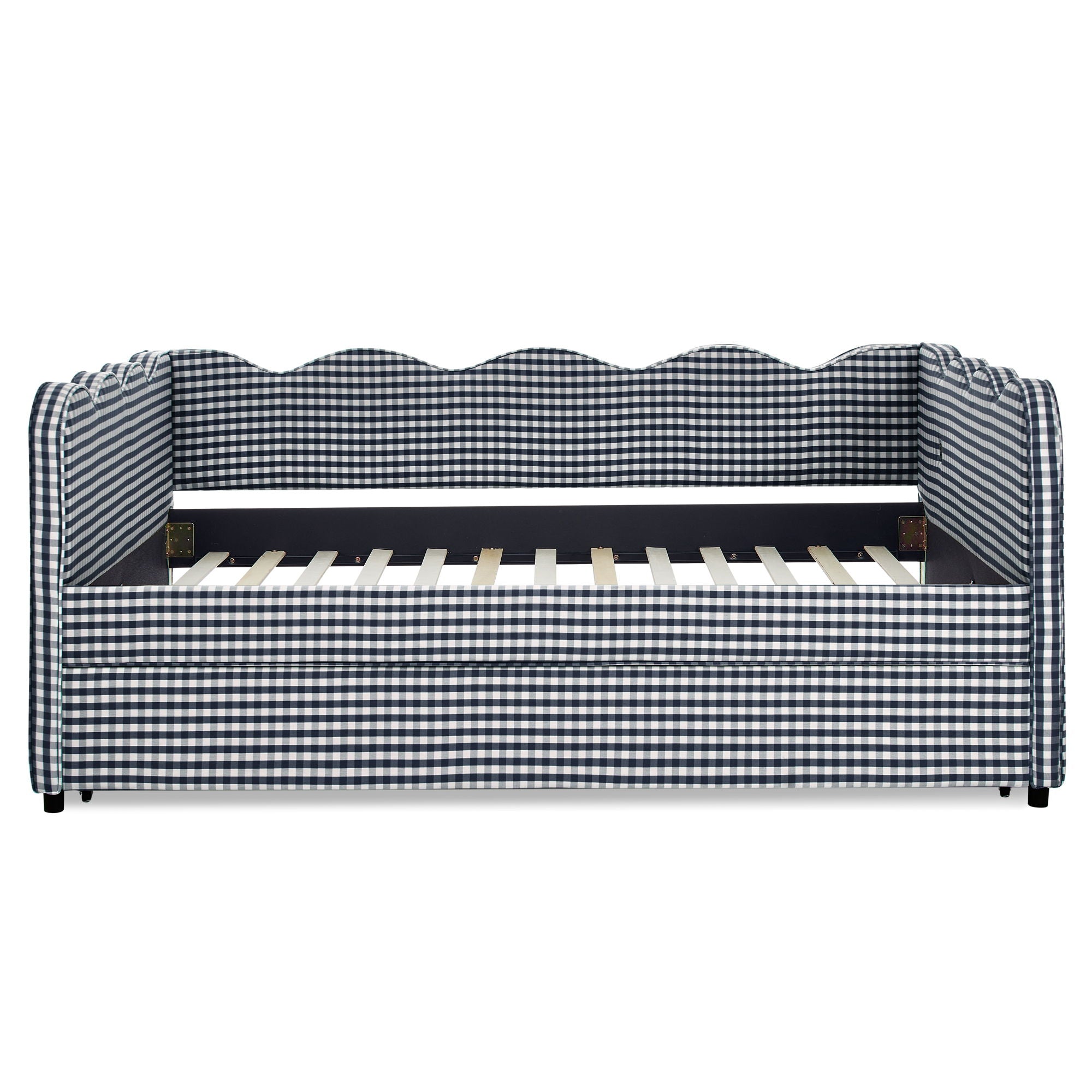 Gingham Daybed & USB Charging Port, Wave-Shaped Design
