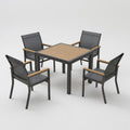 Gray Aluminum Patio Dining Set With Textilene Chairs, 5 Piece All Weather Outdoor Table And Chair Set For Patio, Porch, Garden