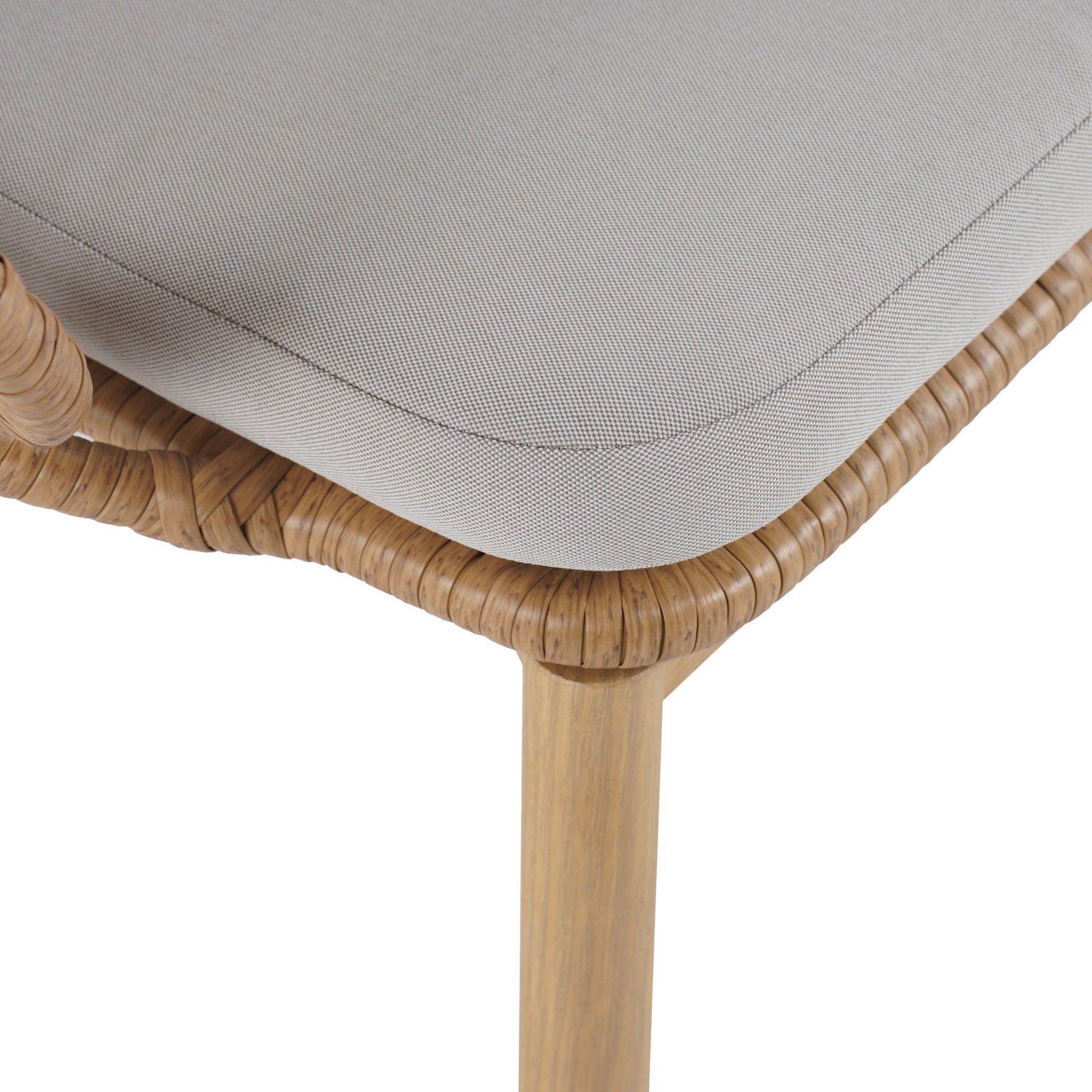Kirk - Outdoor Patio 7 Pieces Chat Set With Wicker Chairs Cushions & Table - Beige / Light Brown / Teak