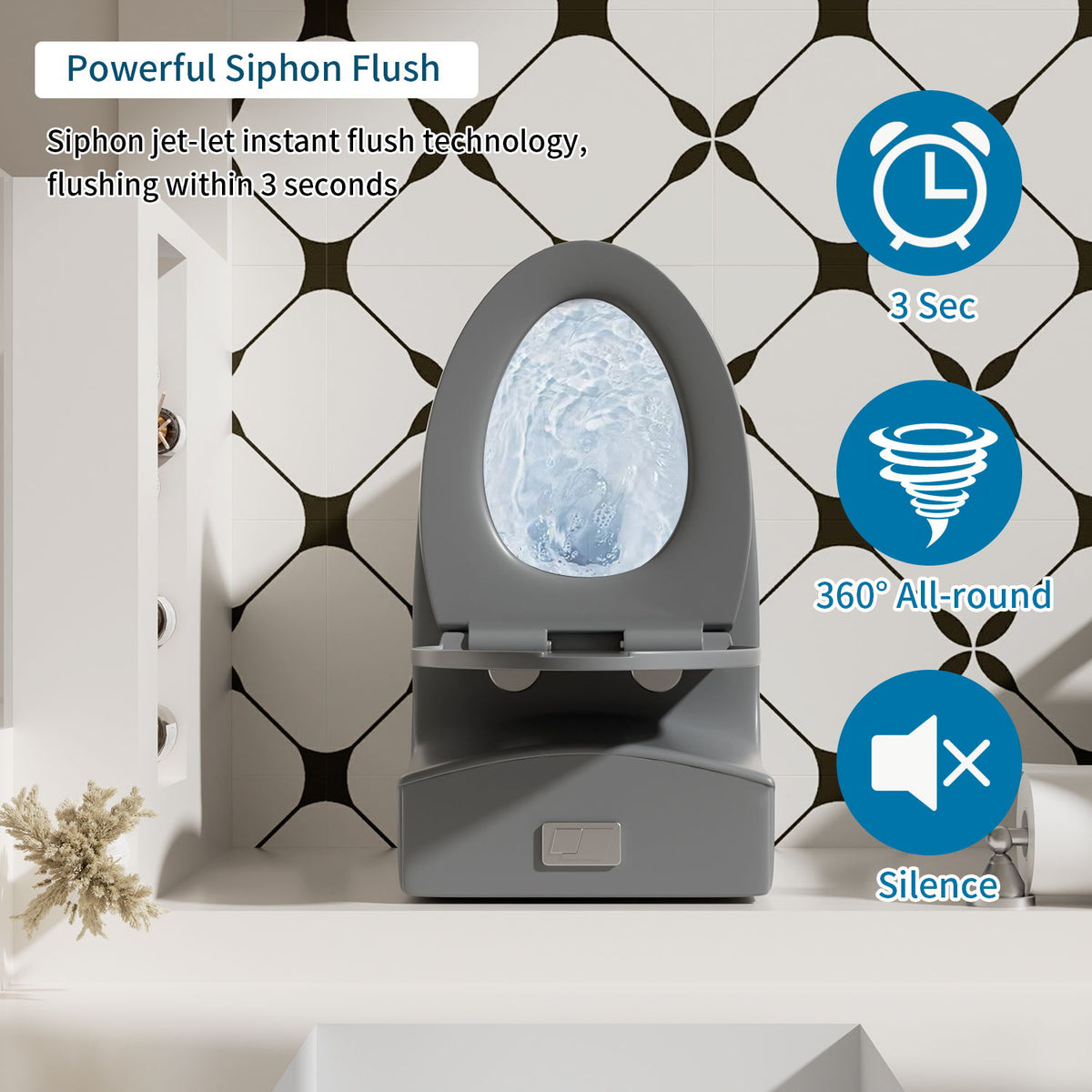 1 Piece Toilet With Dual Flush And Soft Closing Seat