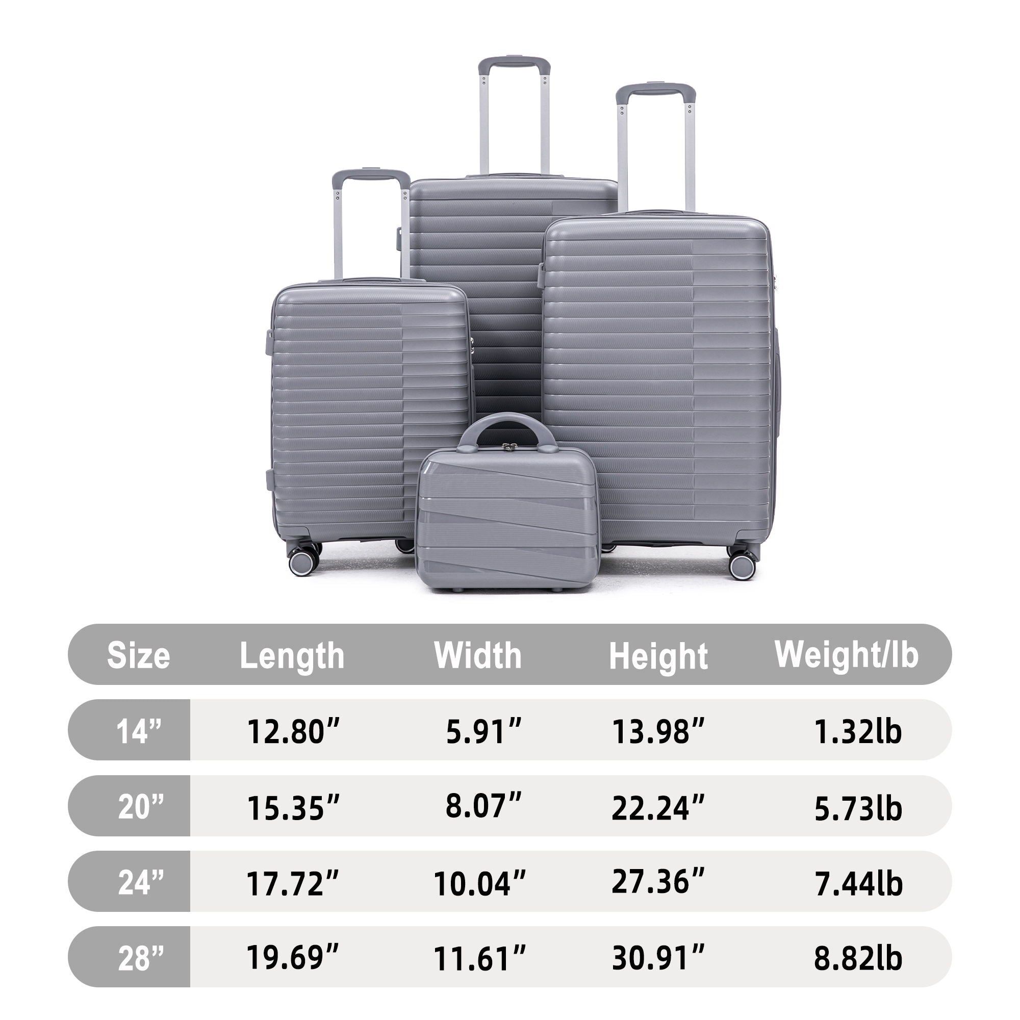 4 Piece Luggage Set, Combination Lock
