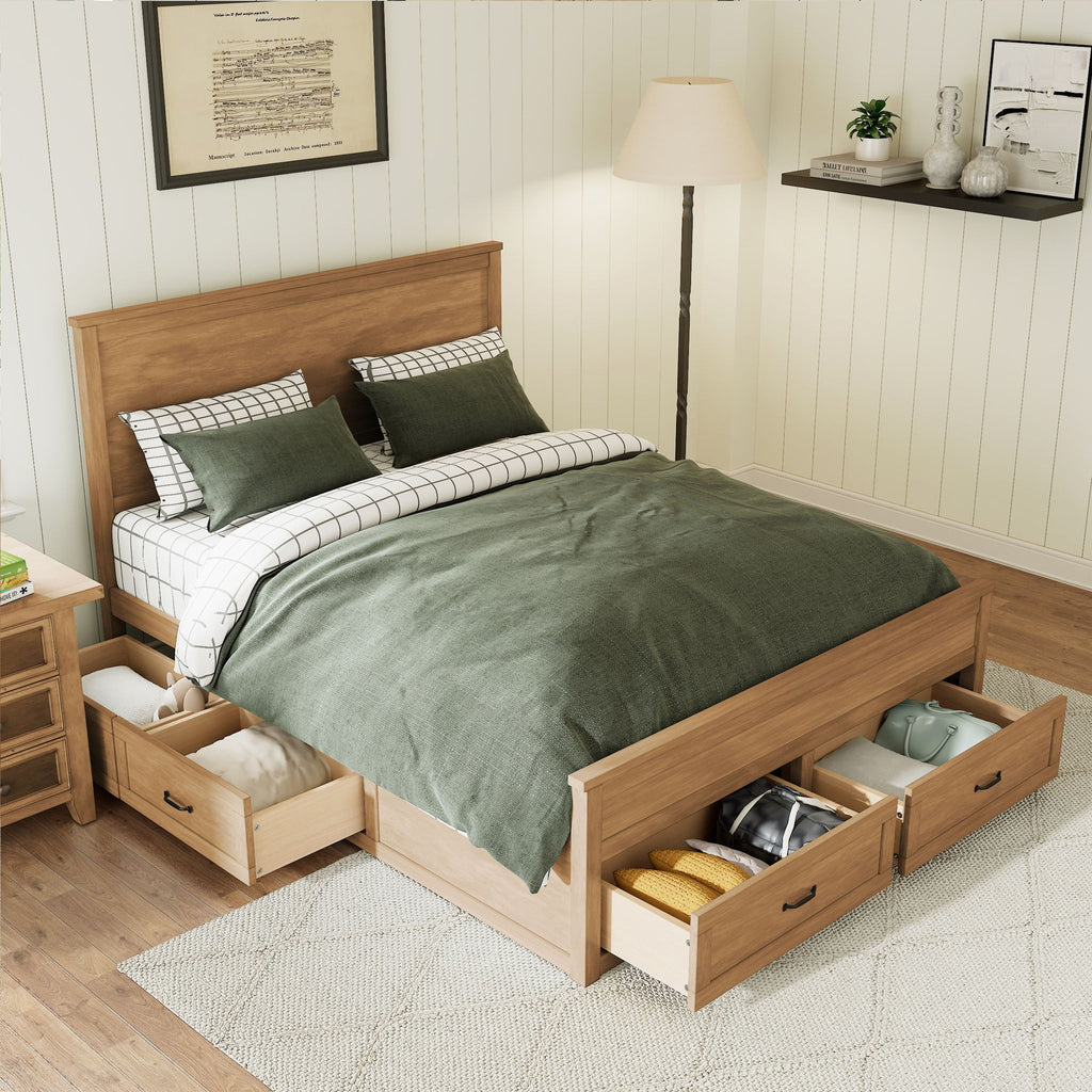 Modern Storage Platform Bed Frame With 6 Drawers