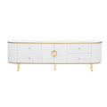 Modern TV Stand For TVs Up To 80", Entertainment Center With 4 Drawers And 1 Cabinet, Wood TV Console Table With And Handles For Living Room - White