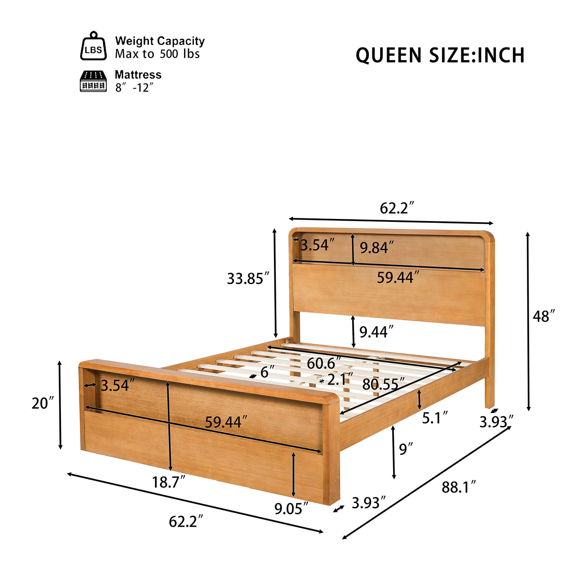 Bed Frame With Dual Open Storage Headboard And Footboard