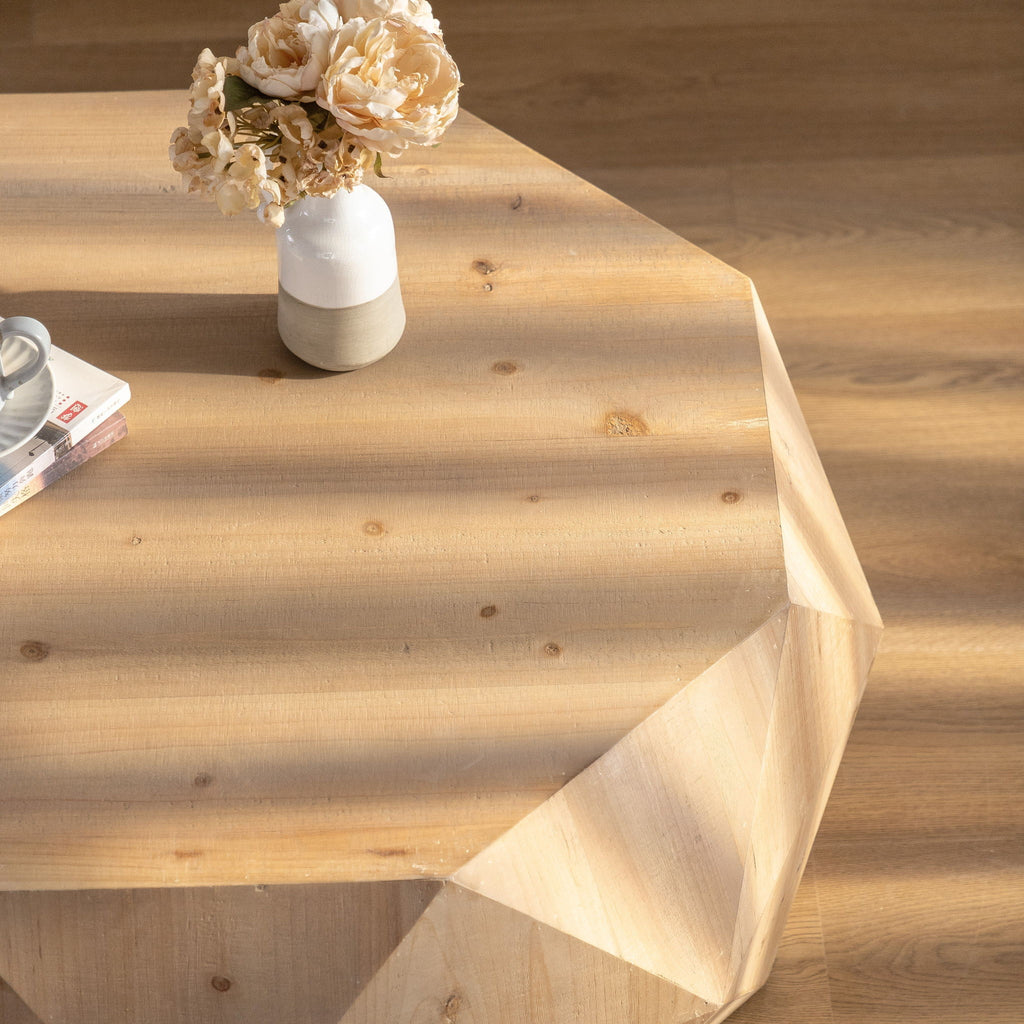 Coffee Table With 3D Embossed Design - Natural
