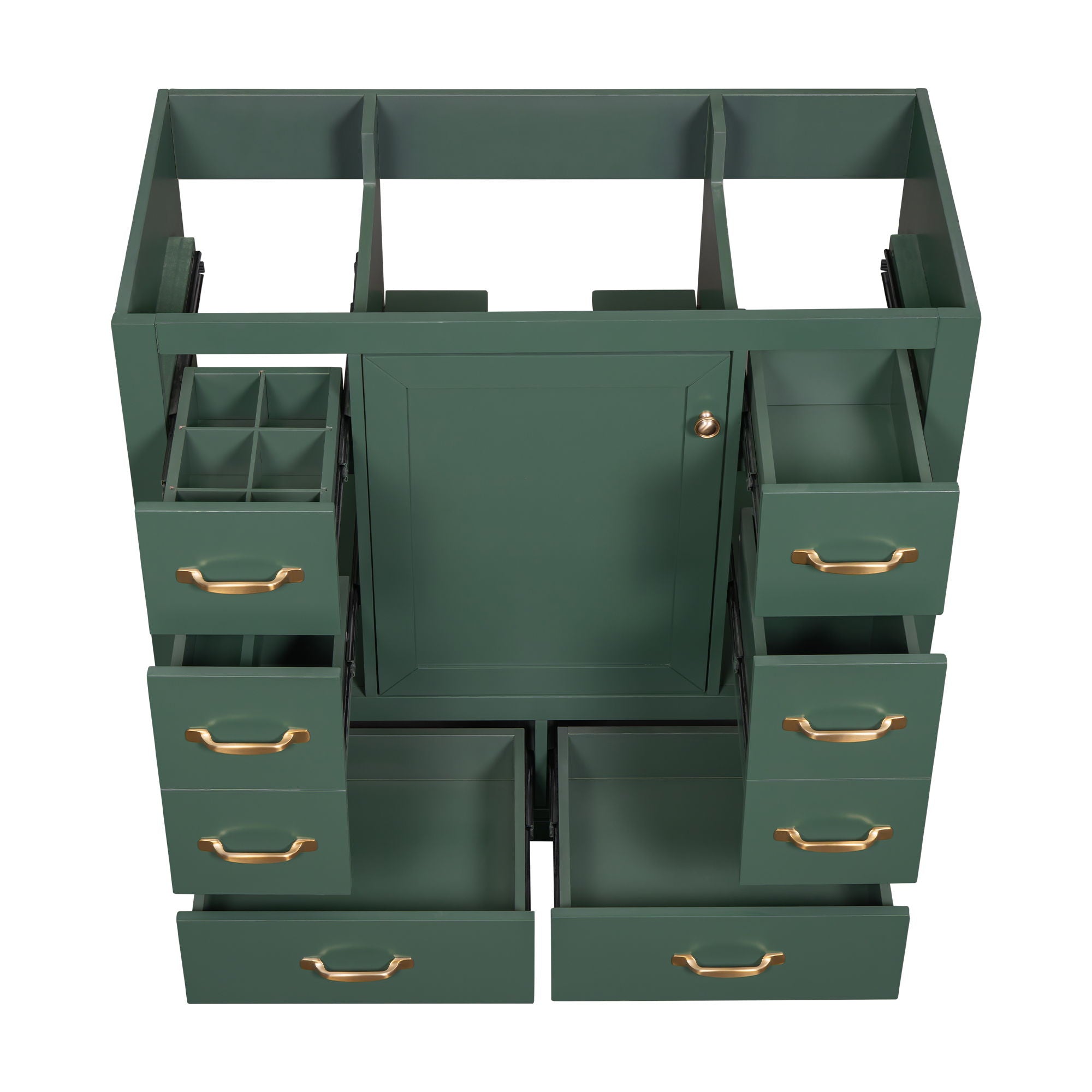 Modern Bathroom Vanity Base Only, 6 Drawer Storage With Adjustable Shelf