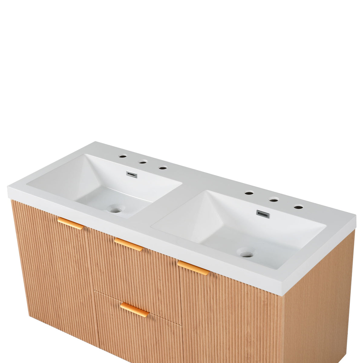Double Sink Bathroom Vanity, Cabinet, Soft Close Doors, Divided Drawers, Wall Mounted Storage - Wood