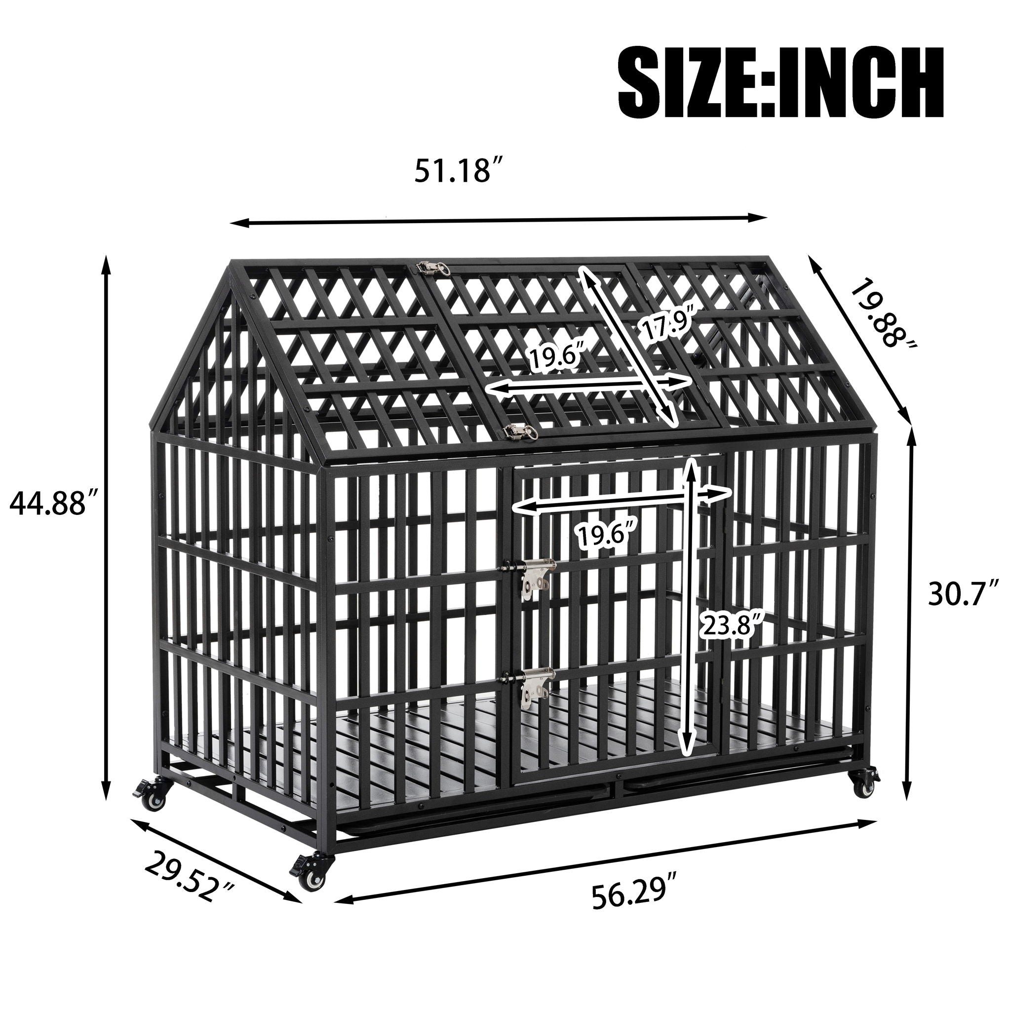 Heavy Duty Dog Crate Lockable Wheels