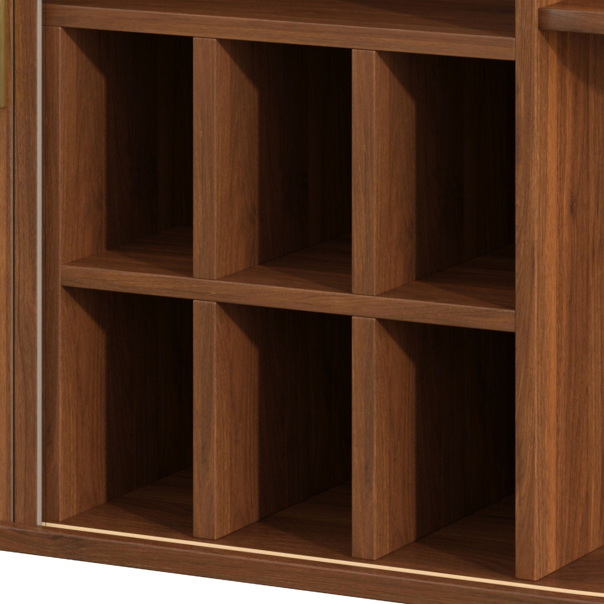 Fluted Liquor & Coffee Bar Cabinet With 6 Wine Racks And 3 Glass Holders