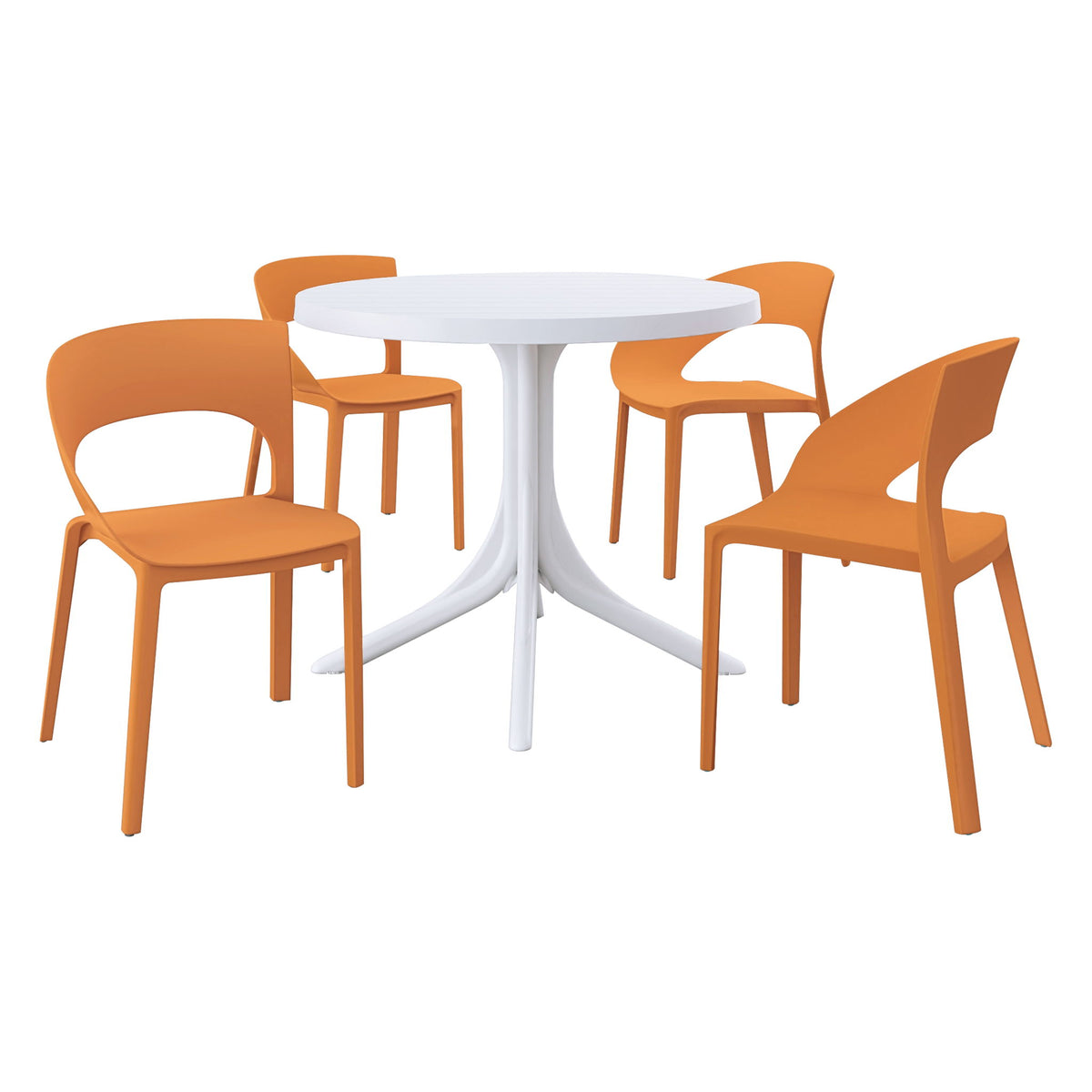 4 Piece Set Of Modern Designed Single Chairs With Round Table