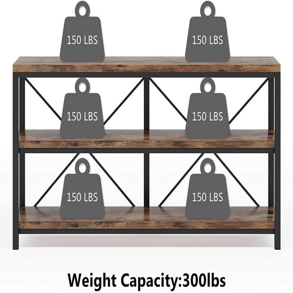 Console Table With 3 Tier Storage Shelves Finish, Slim Narrow Design For Living Entryway - Brown / Black