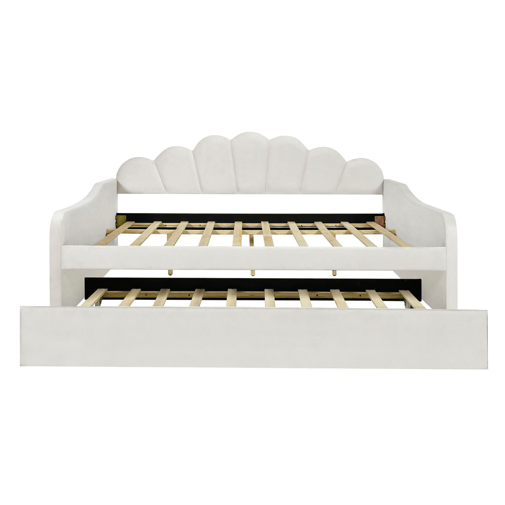 Upholstery Daybed Frame With Shell Shaped Backrest