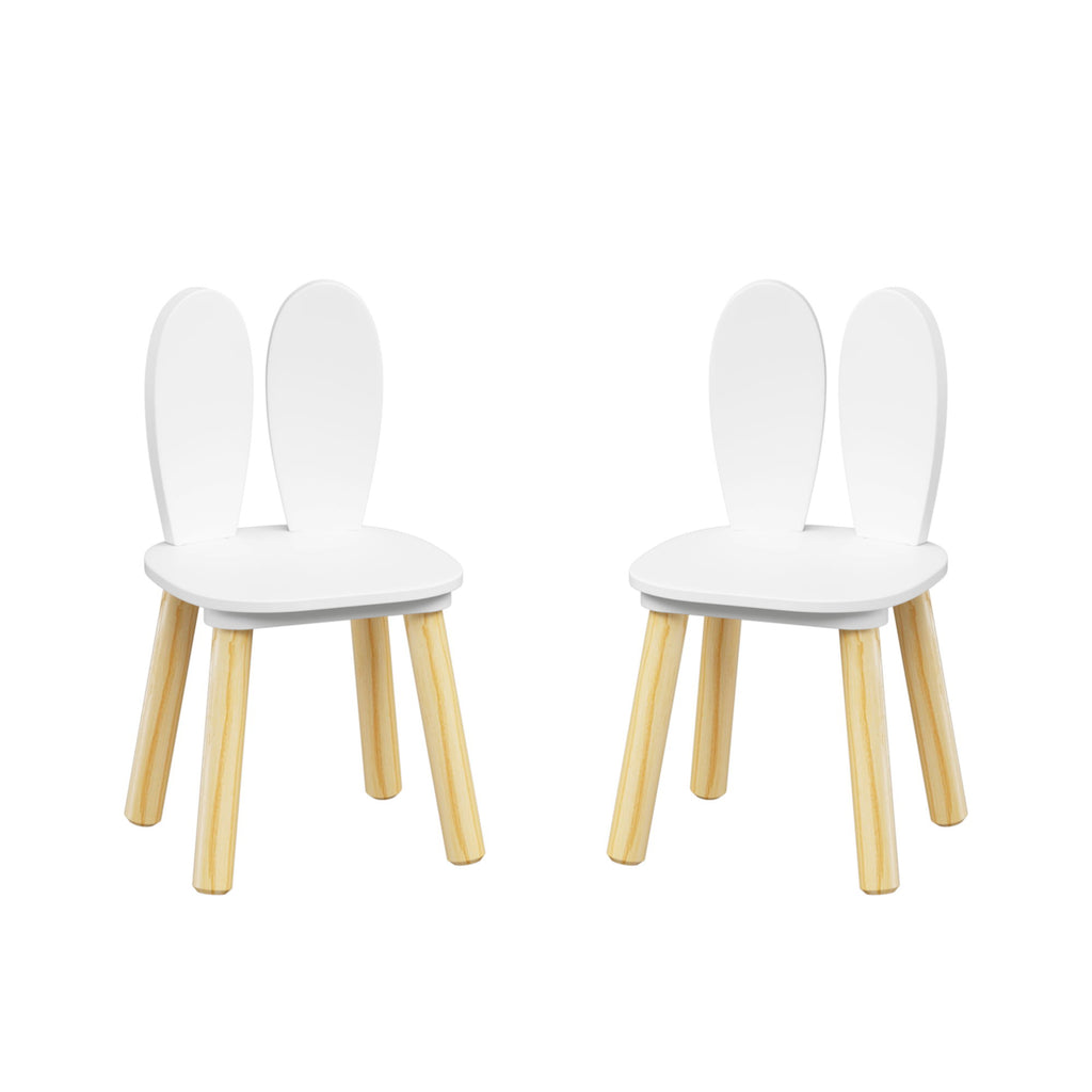 Rabbit Themed Table And 2 Chairs Set - White