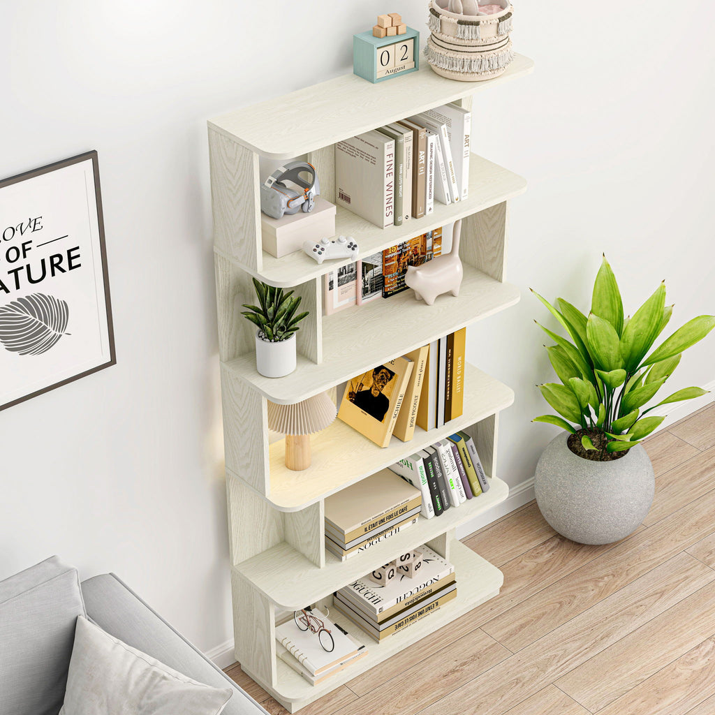Modern 5 Tier Open Storage Bookcase
