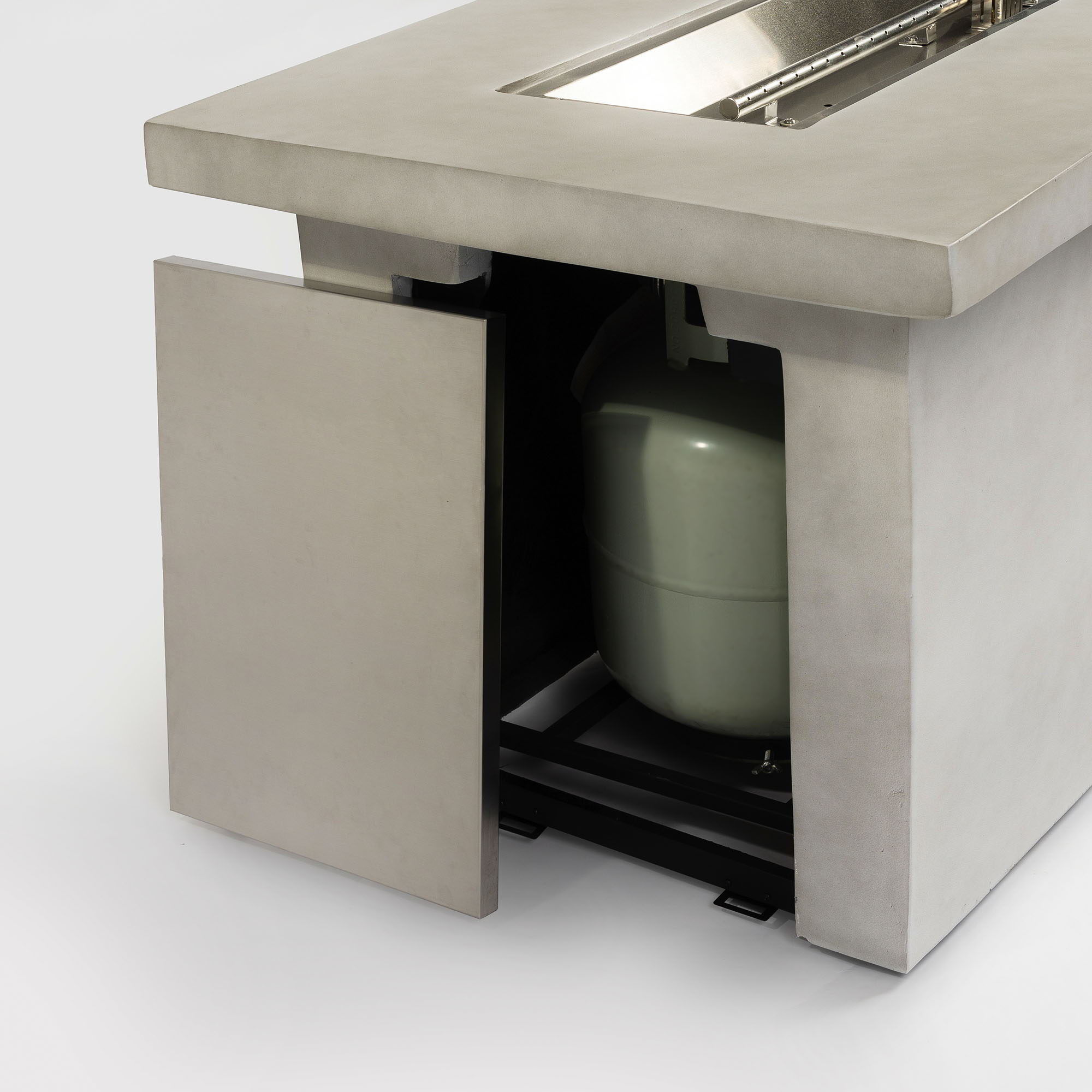 Rectangular Propane Gas Fire Pit Table With 60000 Btu For Outdoor Spaces - Light Gray